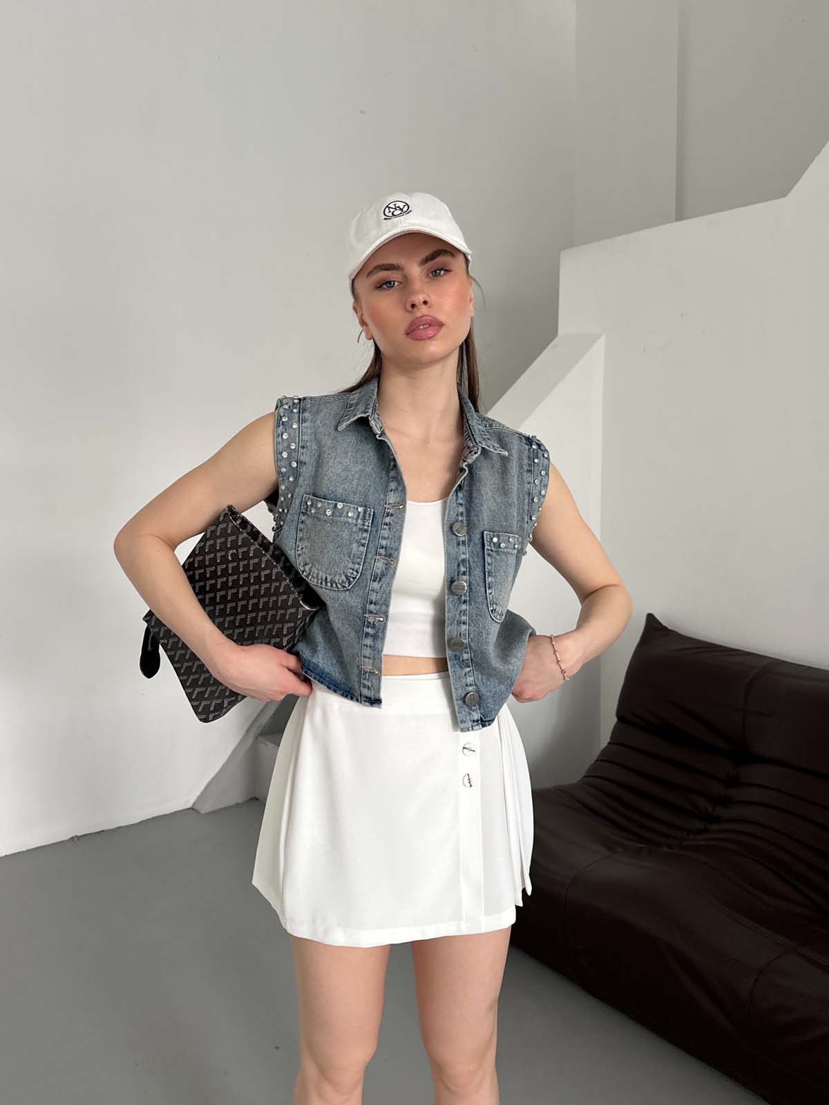 Kolevi  Cepi Taşlı Kolsuz  Yelek