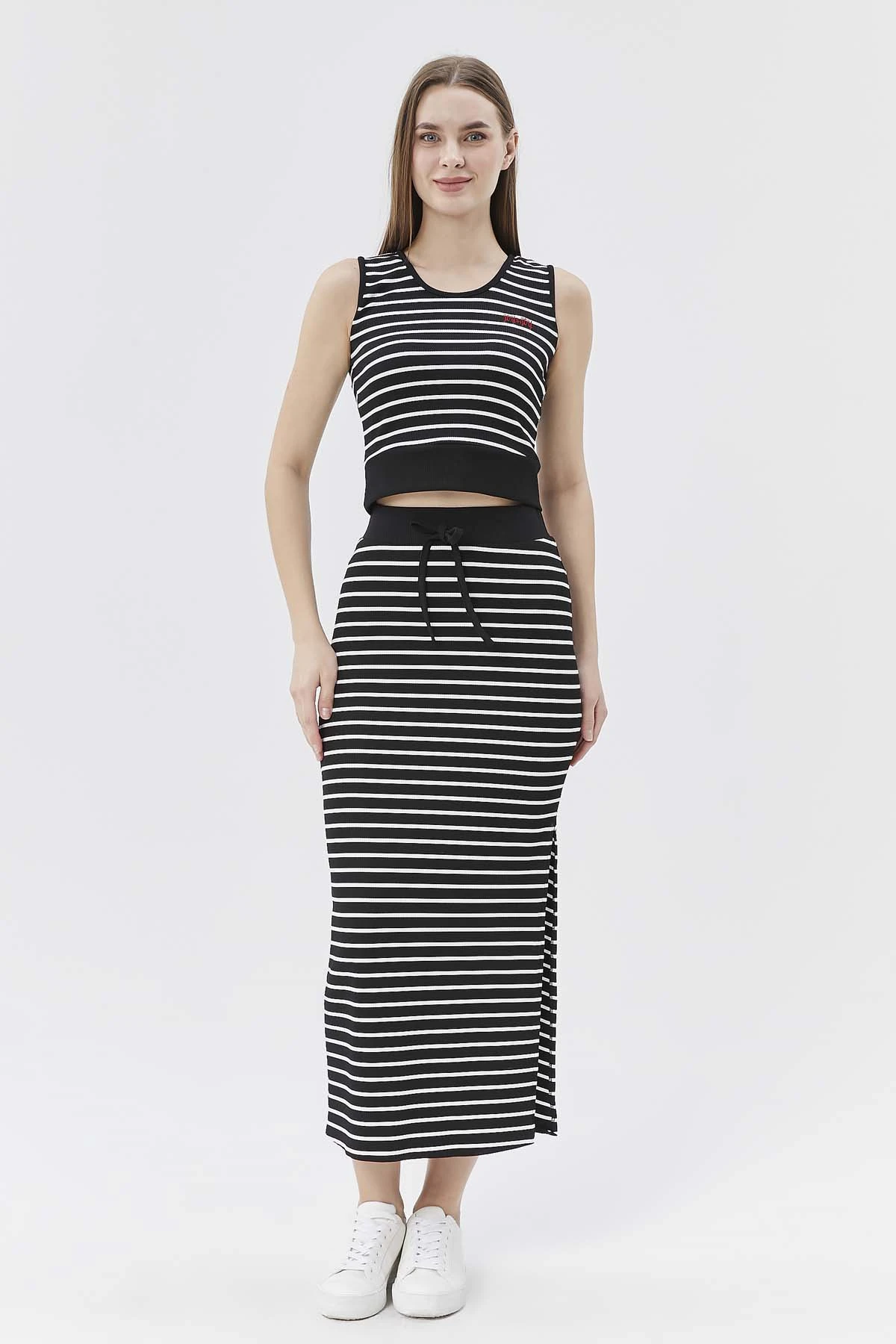 Çizgili  Örme Etek