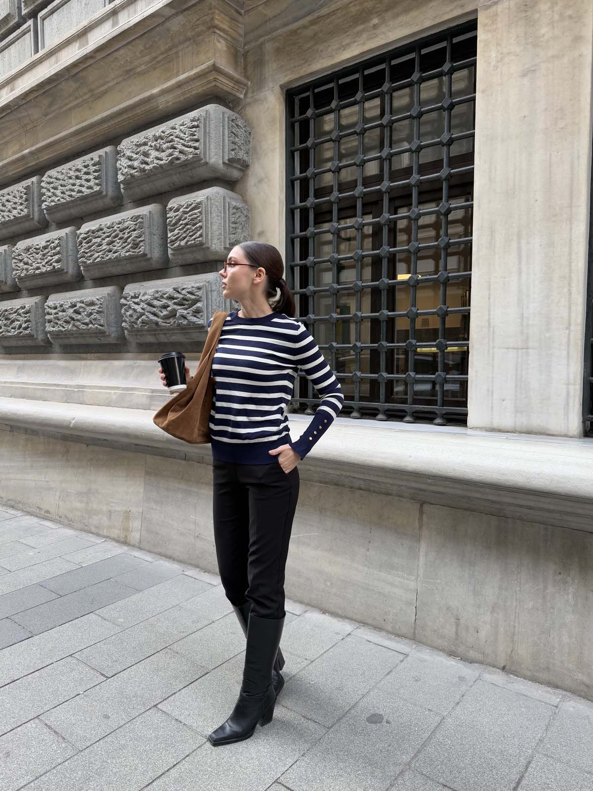 Korspan Çizgili  Simit Yaka  Basic  Kazak