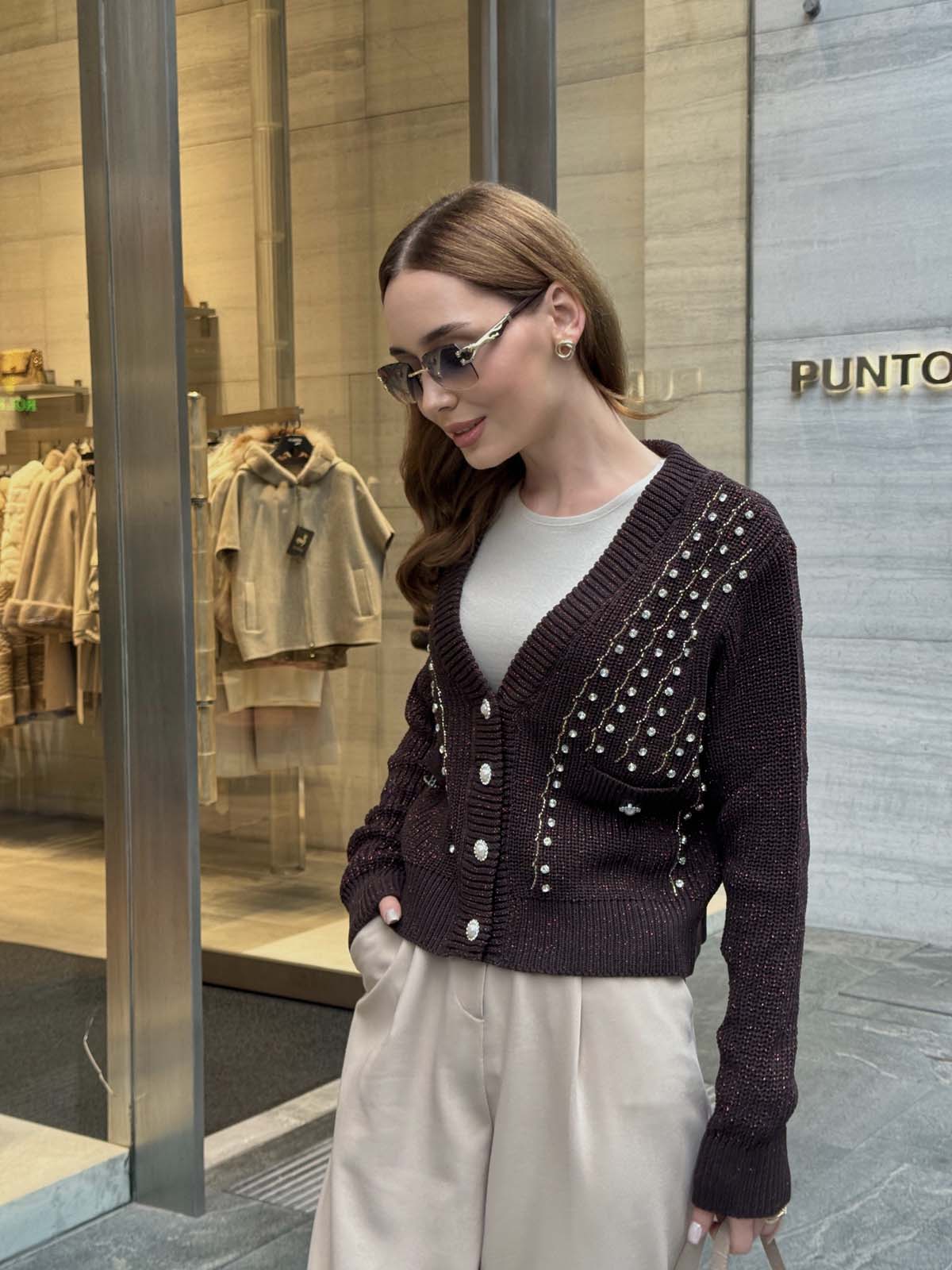 Kotonit Simli İncili Kısa Ceket