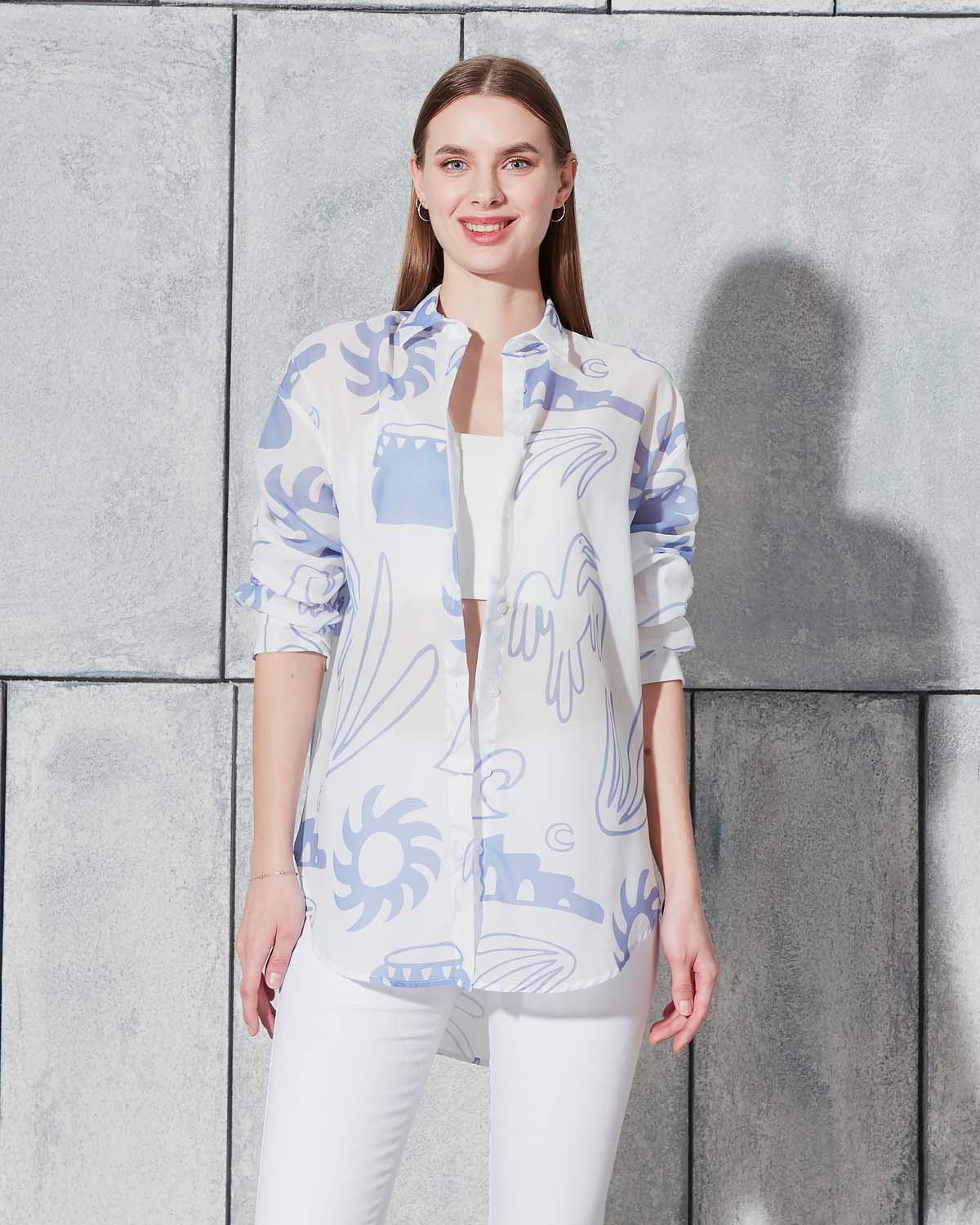Digital Baskılı(Mavi Kuş) Gömlek