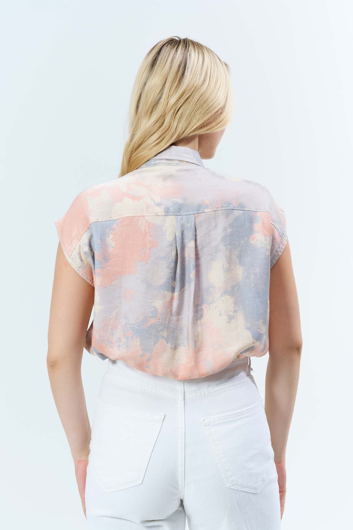 Bağçıklı  Batik Desen Kolsuz  Gömlek