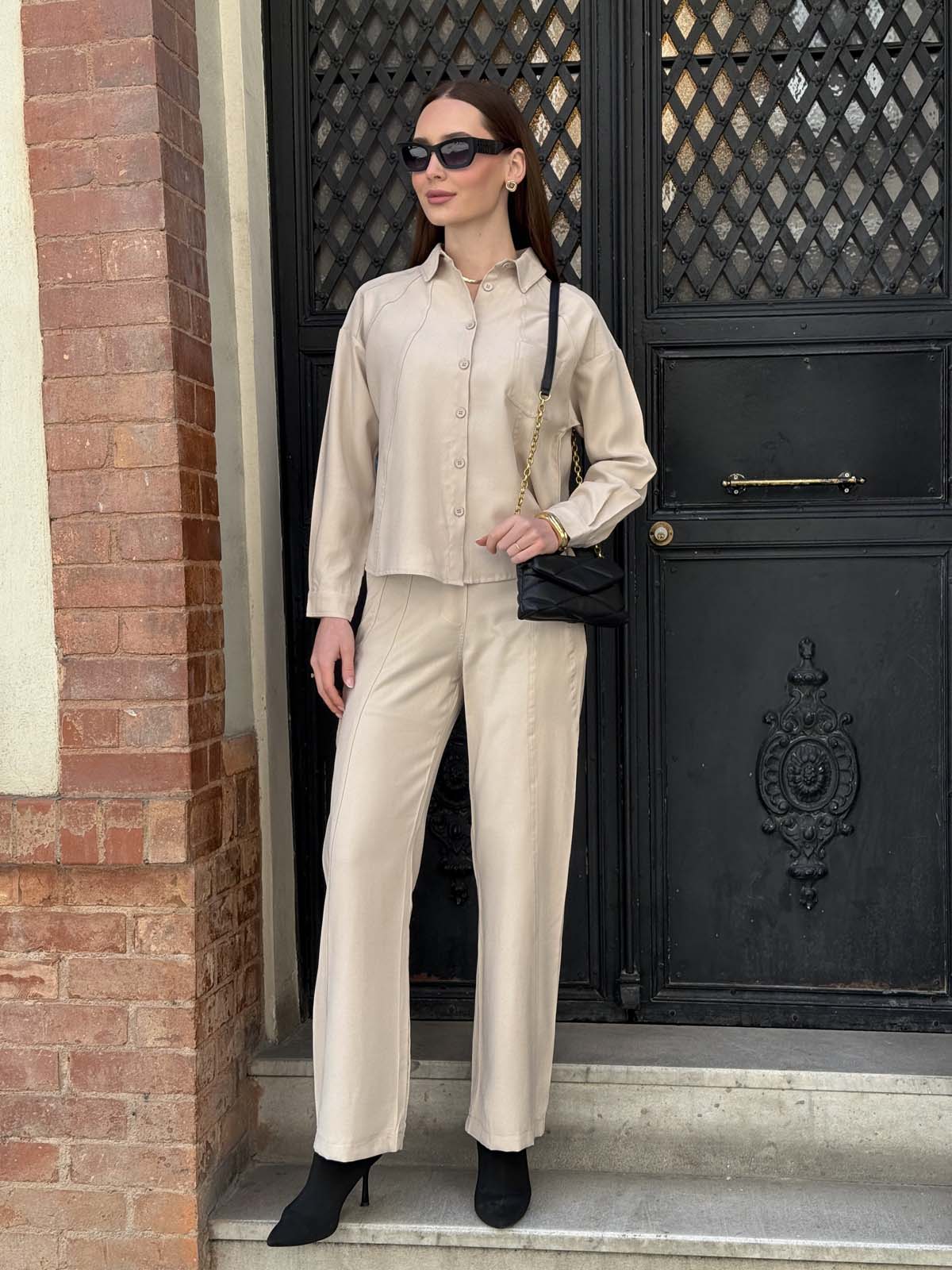 Tensel Düğmeli Gömlek