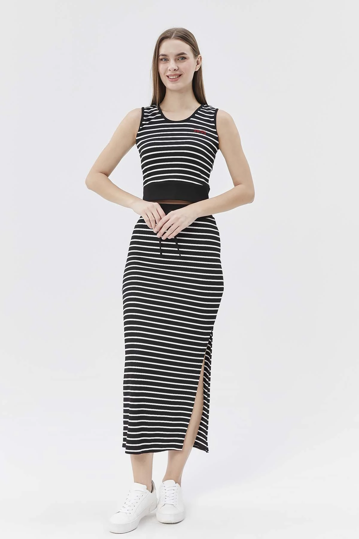 Çizgili  Örme Etek