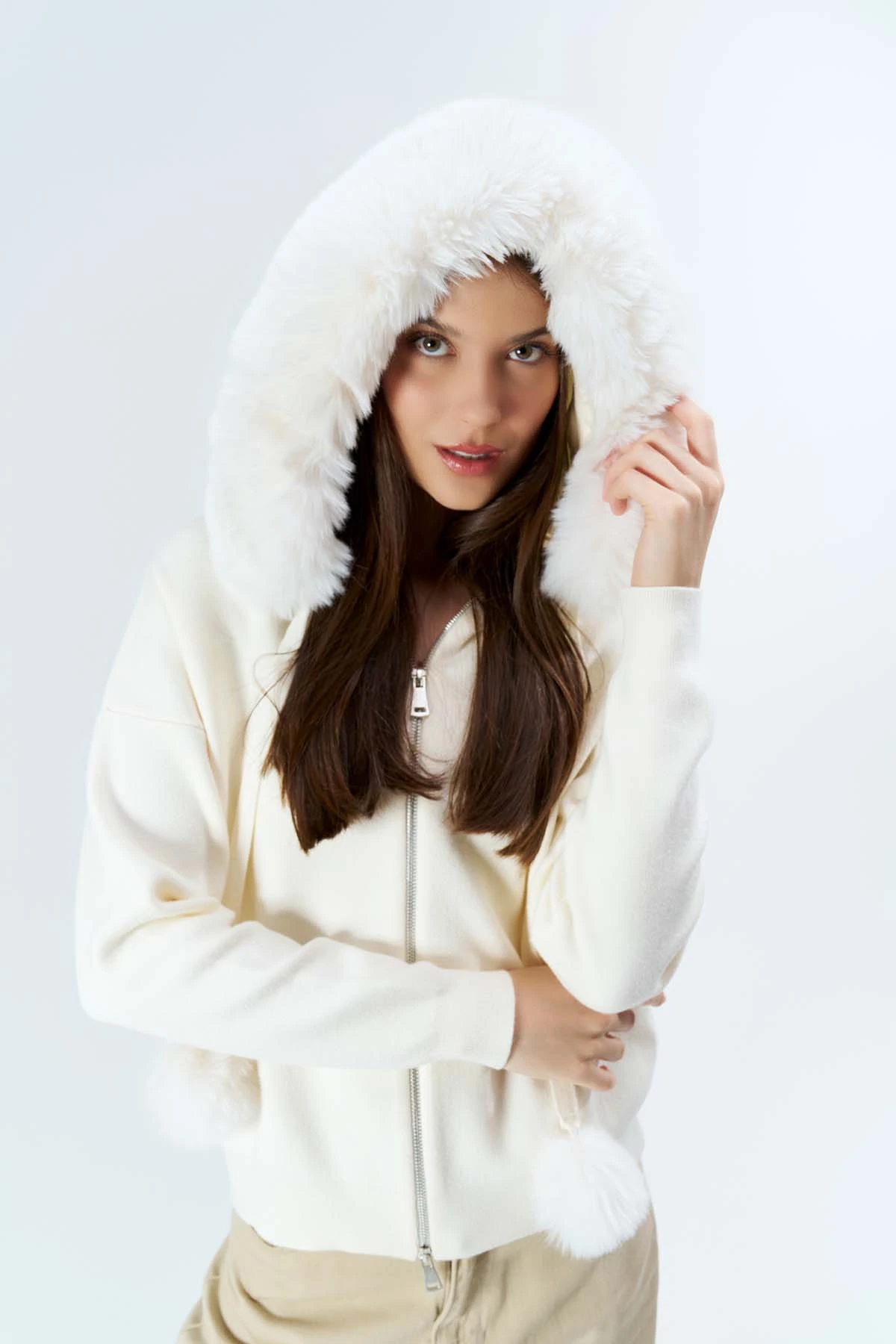 Korsman Kürklü Fermuarlı Kazak