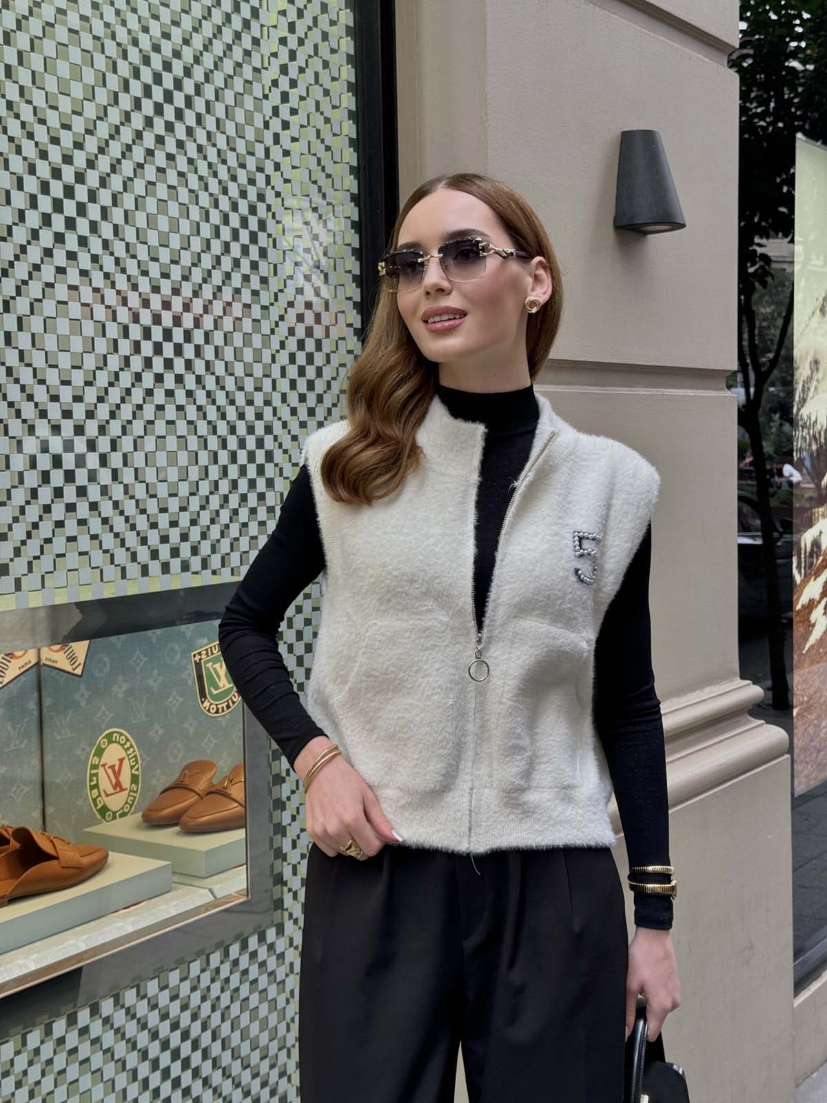 Angora Fermuarlı Yelek