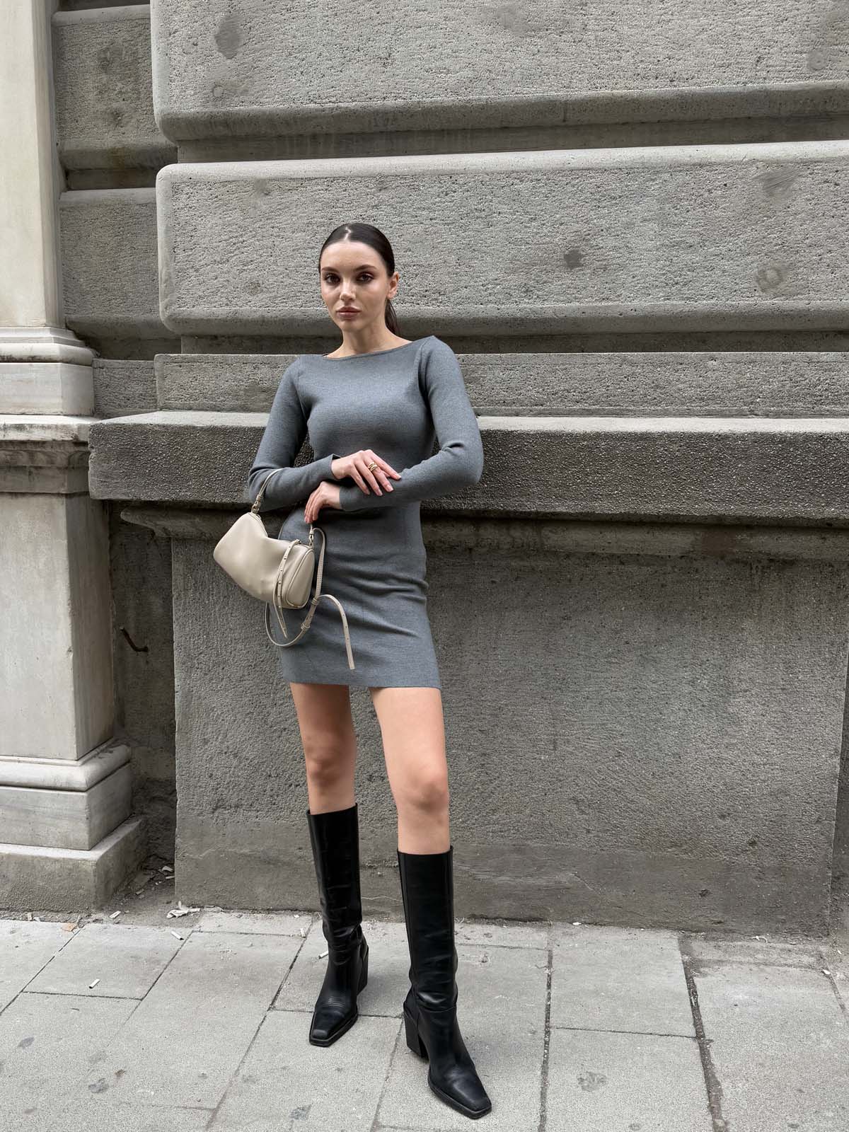 Korsman Kayık Yaka Elbise