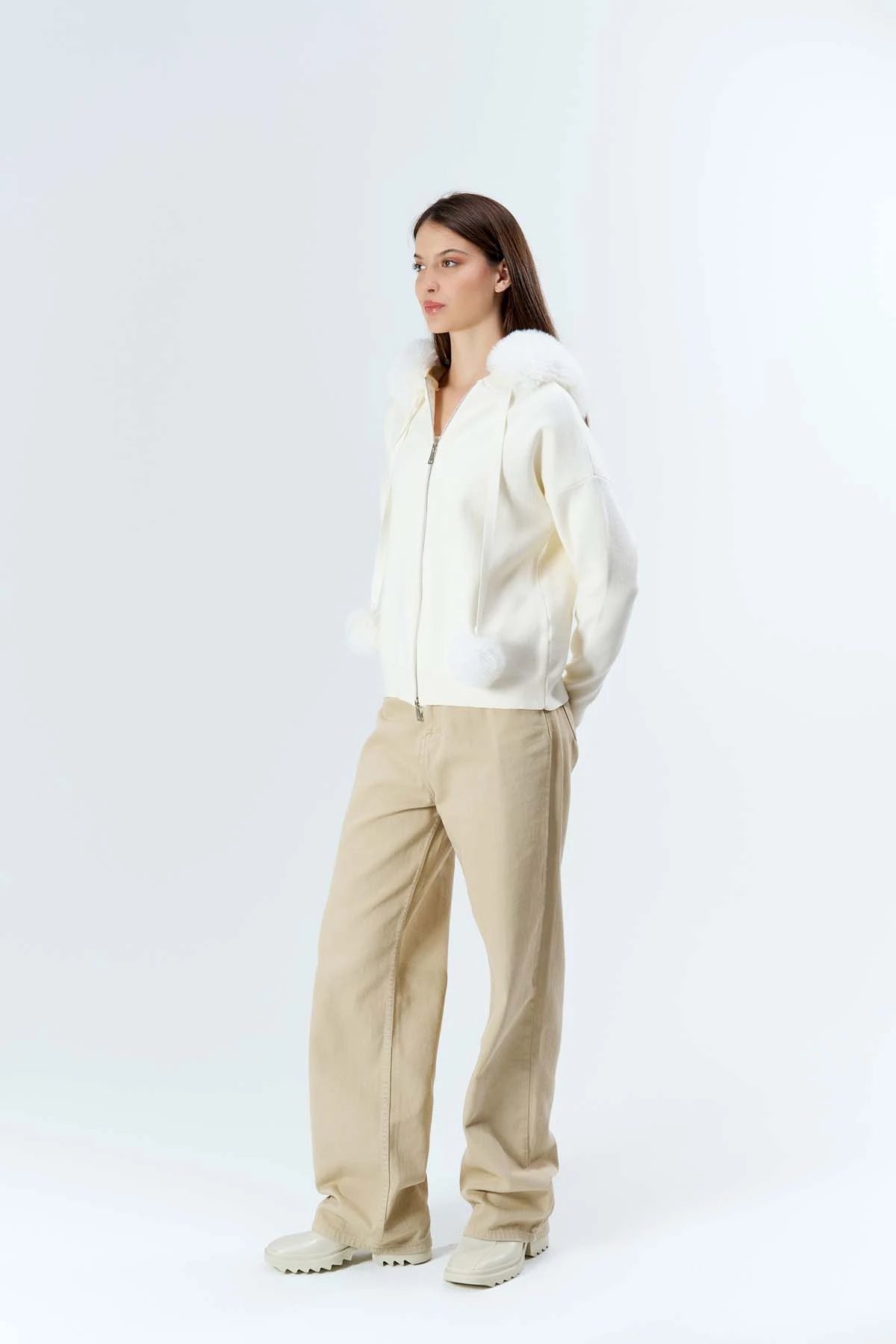 Korsman Kürklü Fermuarlı Kazak