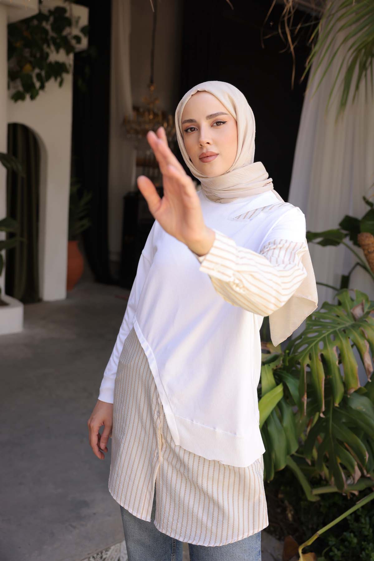 Merserize Kumaş Detaylı Tunik