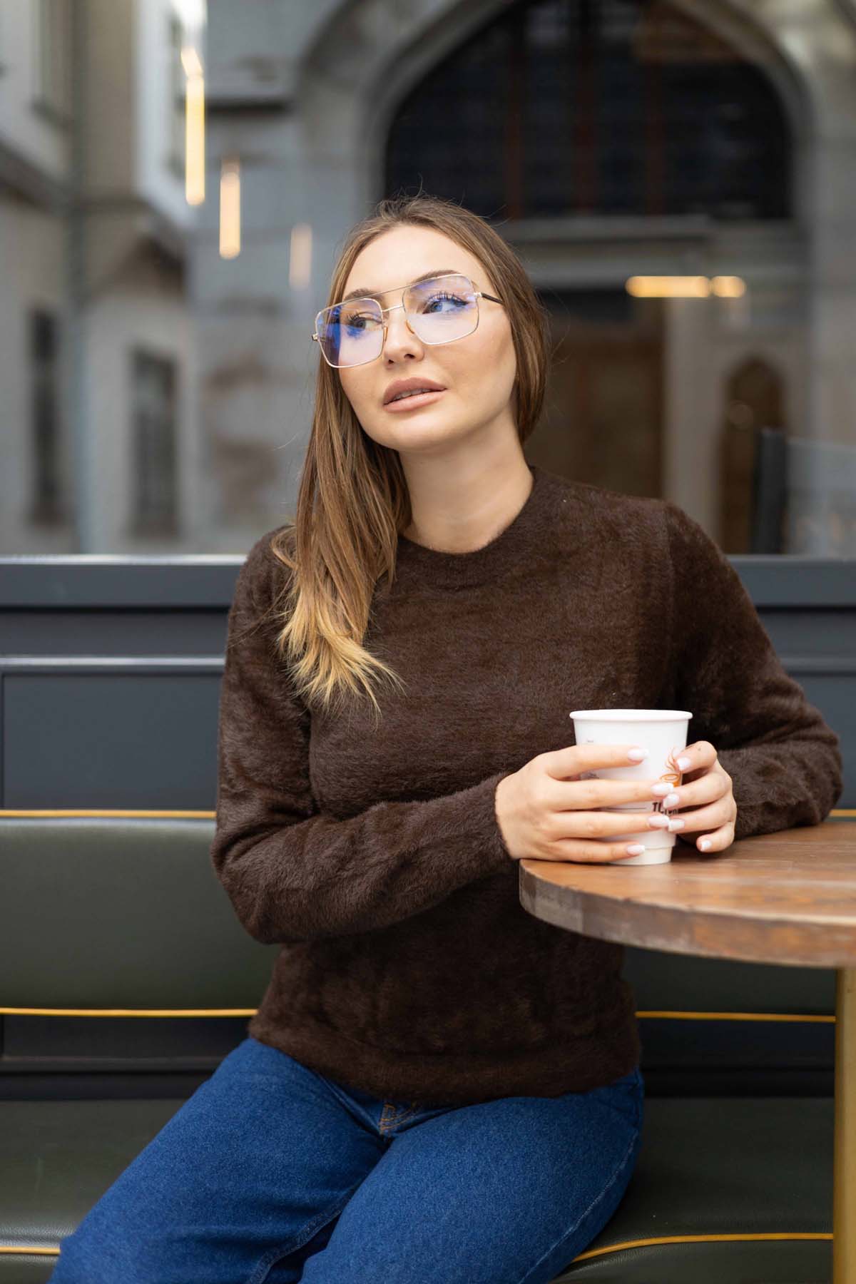 Angora Simit Yaka Kısa Kazak