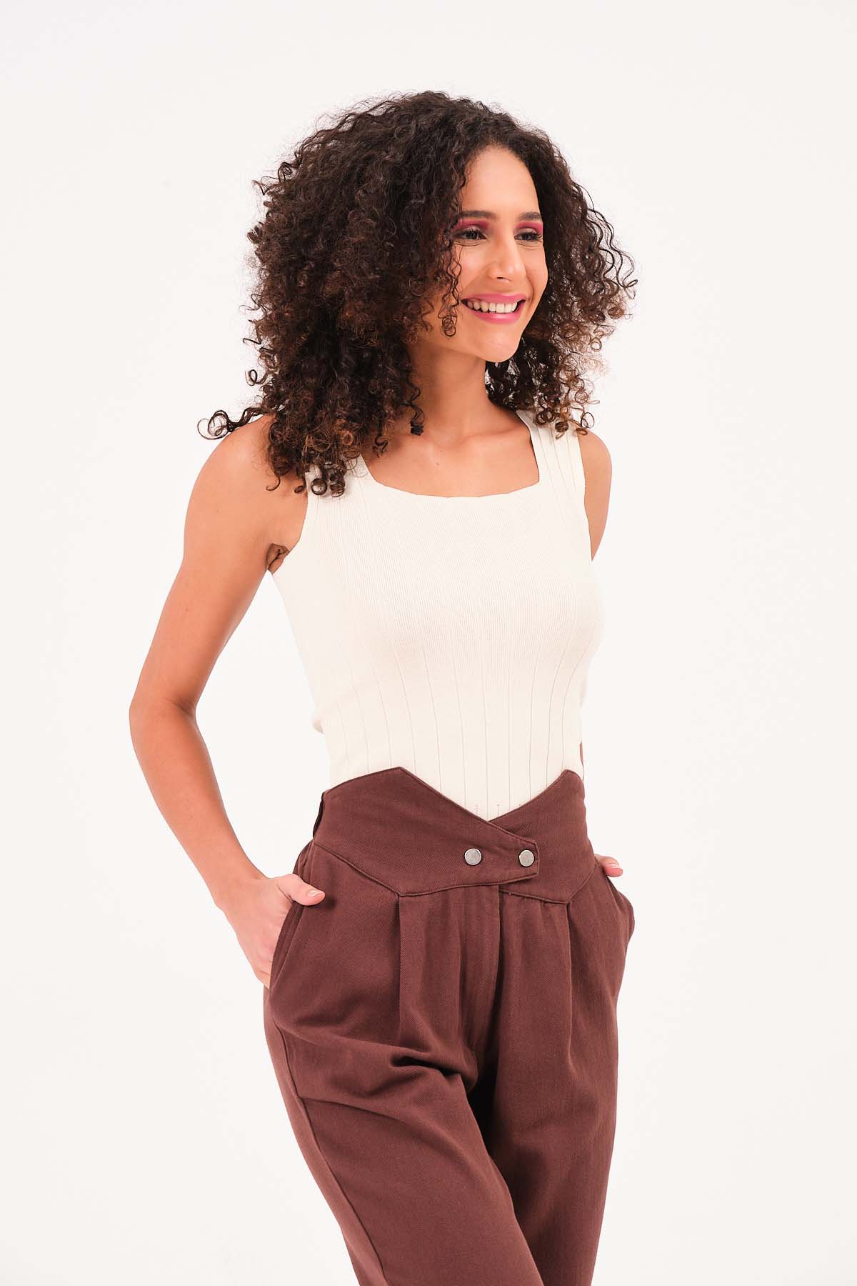 Fitilli Triko Bluz Atlet Crop