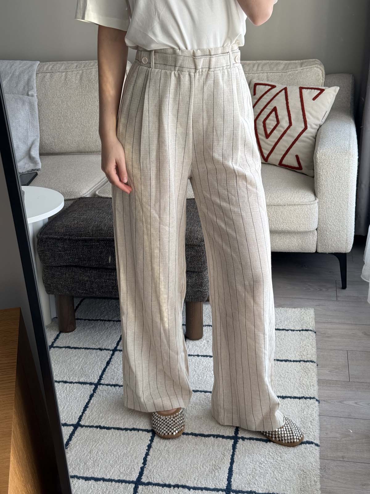 ÇİZGİLİ KETEN PANTOLON