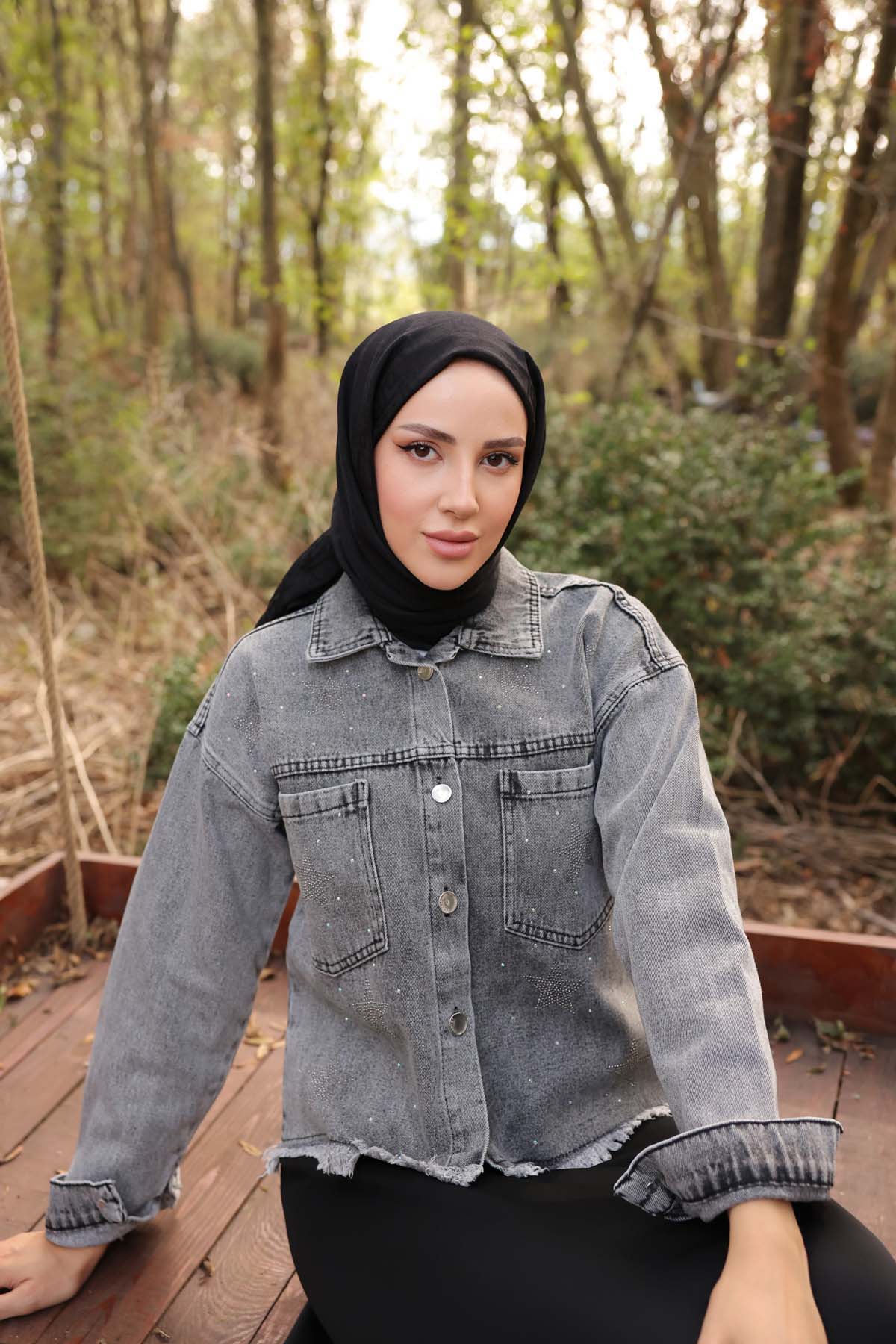 Kot Yıldız Taşlı Kısa Hırka