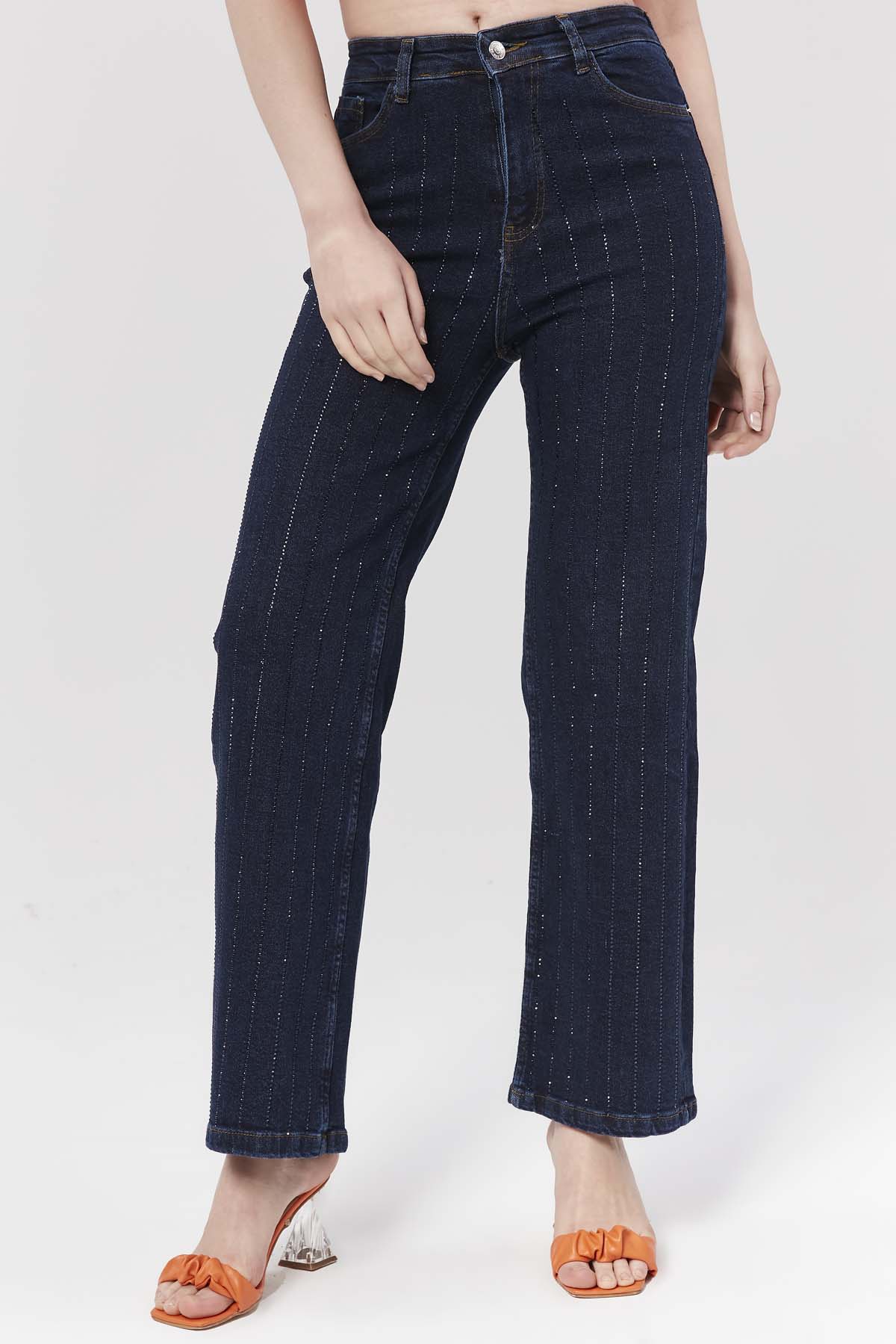 Şeritli   Taşlı  Salaş  Kot Pantolon