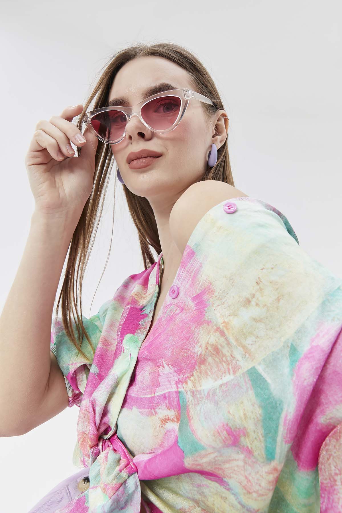 Fırça Desenli Floş Bluz