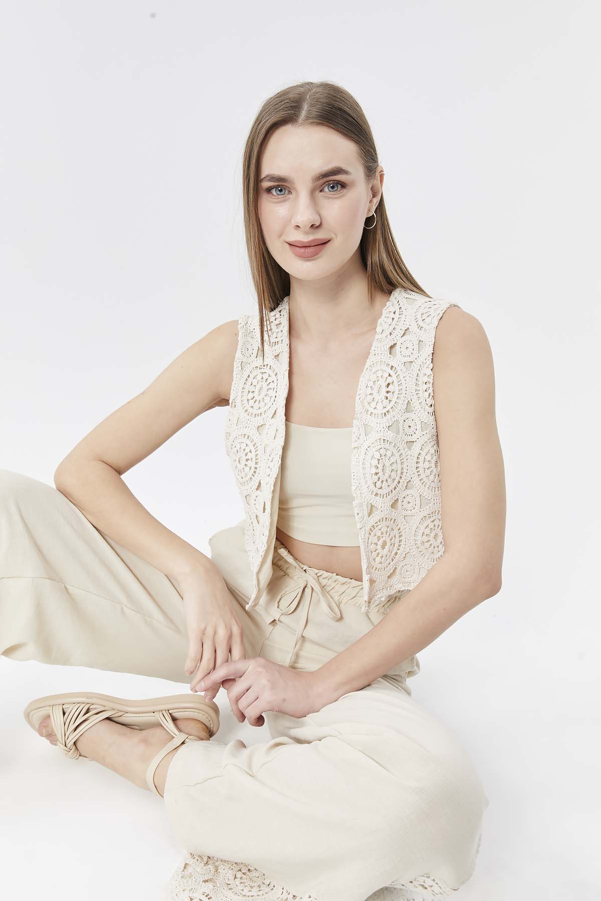 Brode Dantelli Kiton Gömlek Yelek