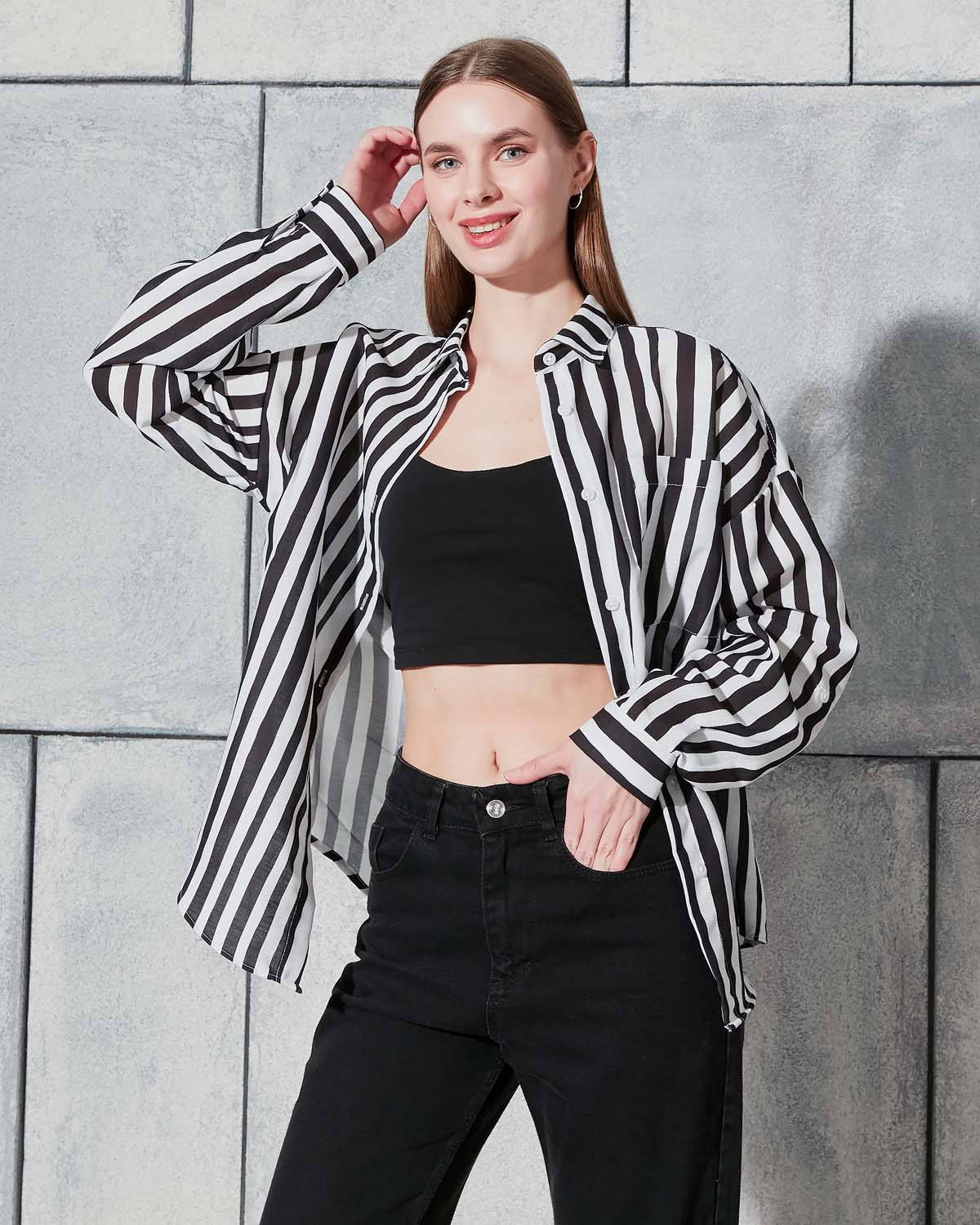 Çizgili Keten Gömlek