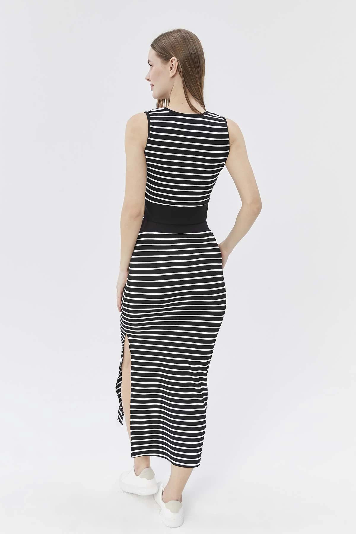 Çizgili  Örme Etek