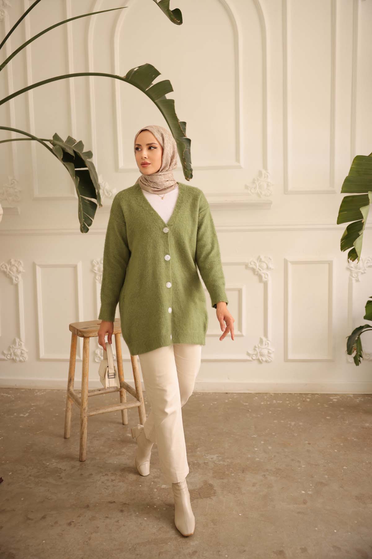 Şardonlu Düz Düğmeli Ceket