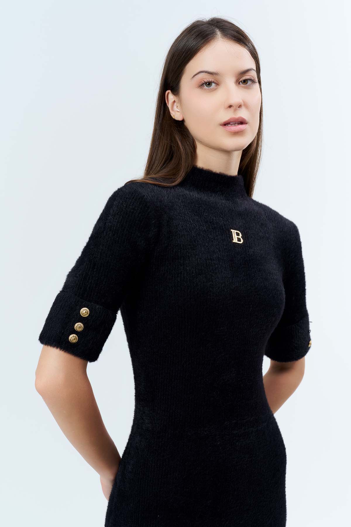 Angora Kısa Kollu Elbise