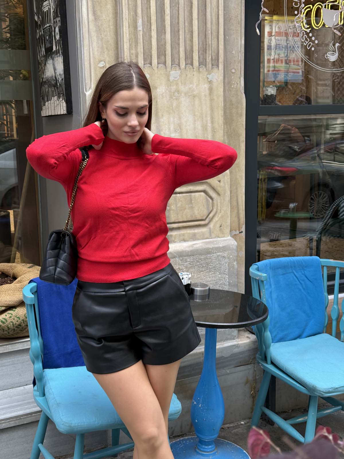 Korspan  Yarım  Balıkçı  Kolu Düğmeli Kazak