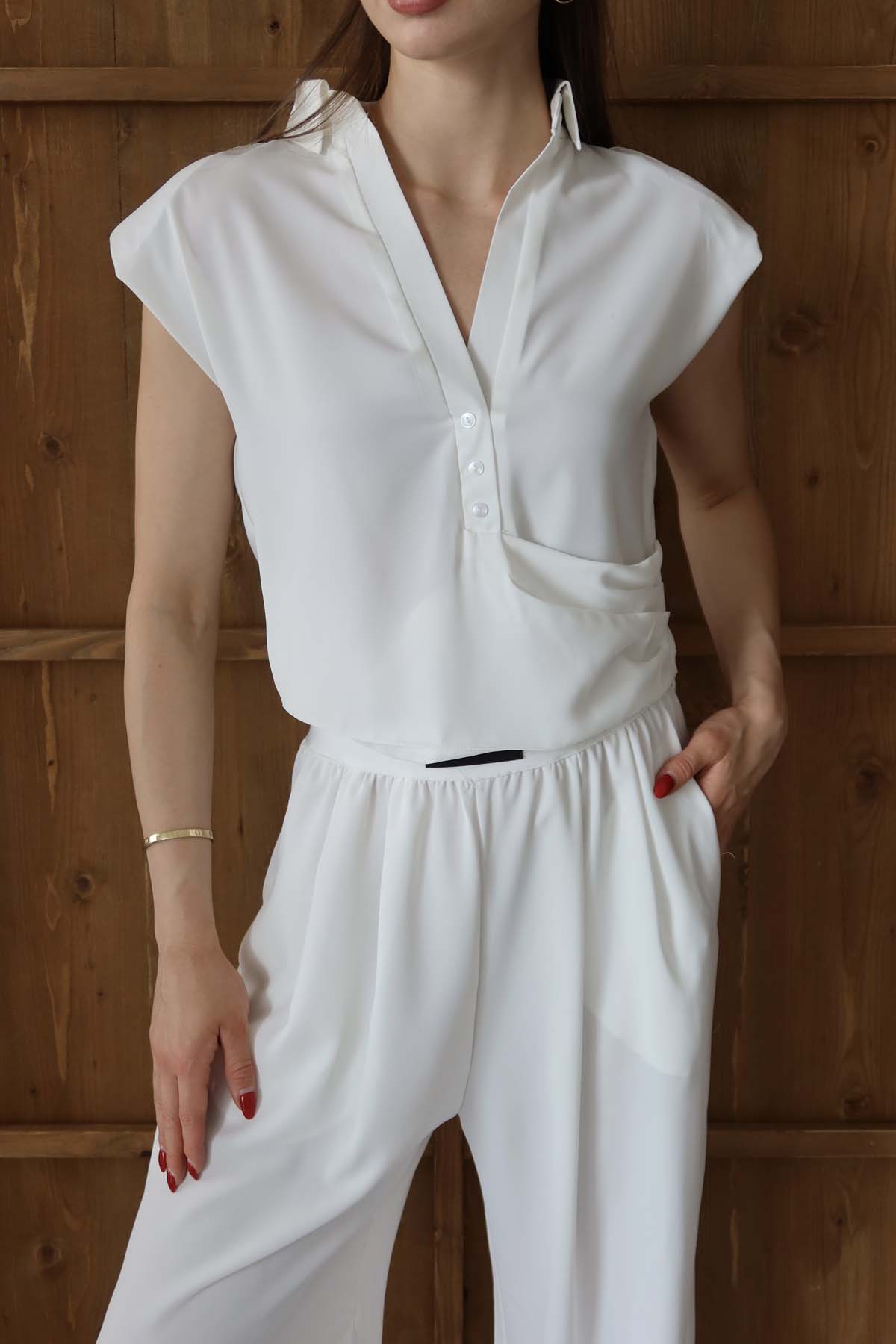 BELİ LASTİKLİ PİLELİ PANTOLON