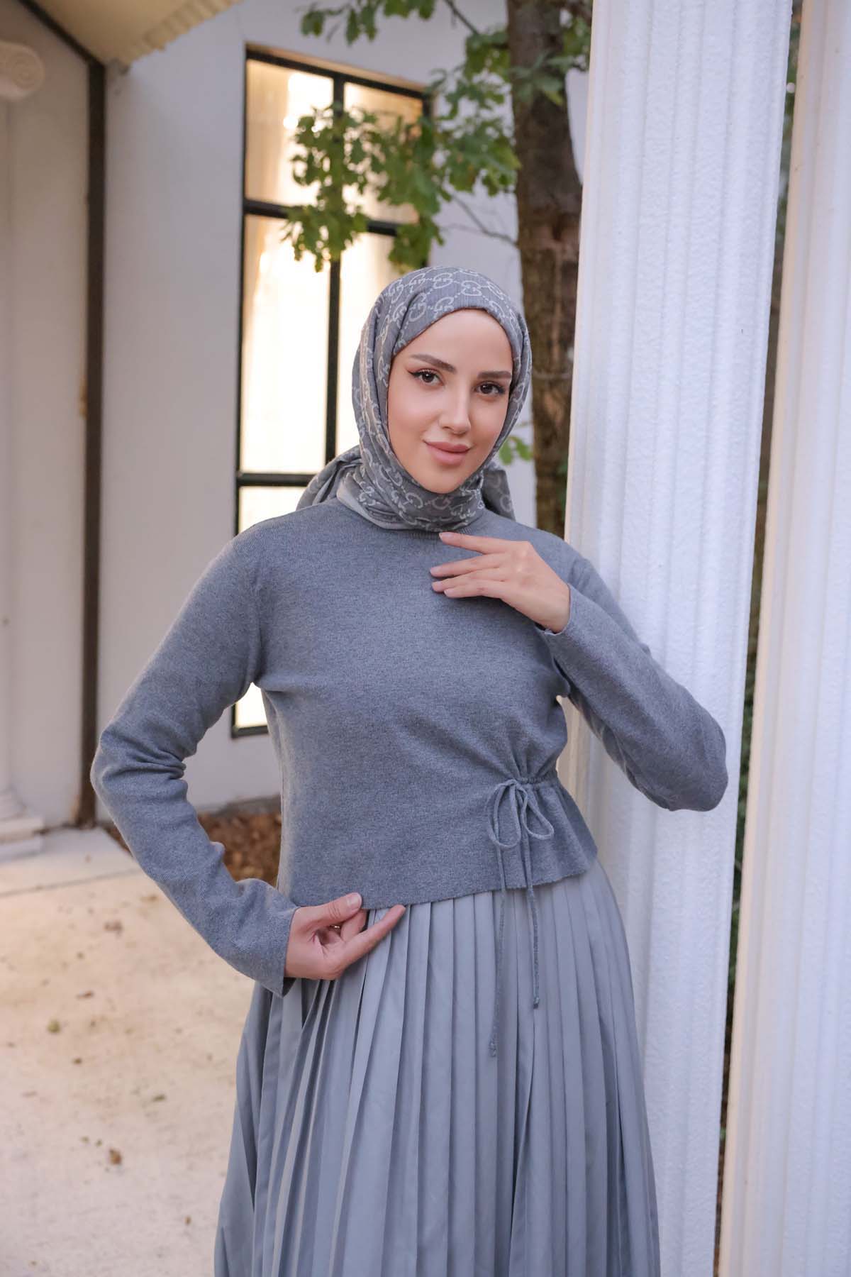 Korspan Kısa Kazak & Pileli Elbise