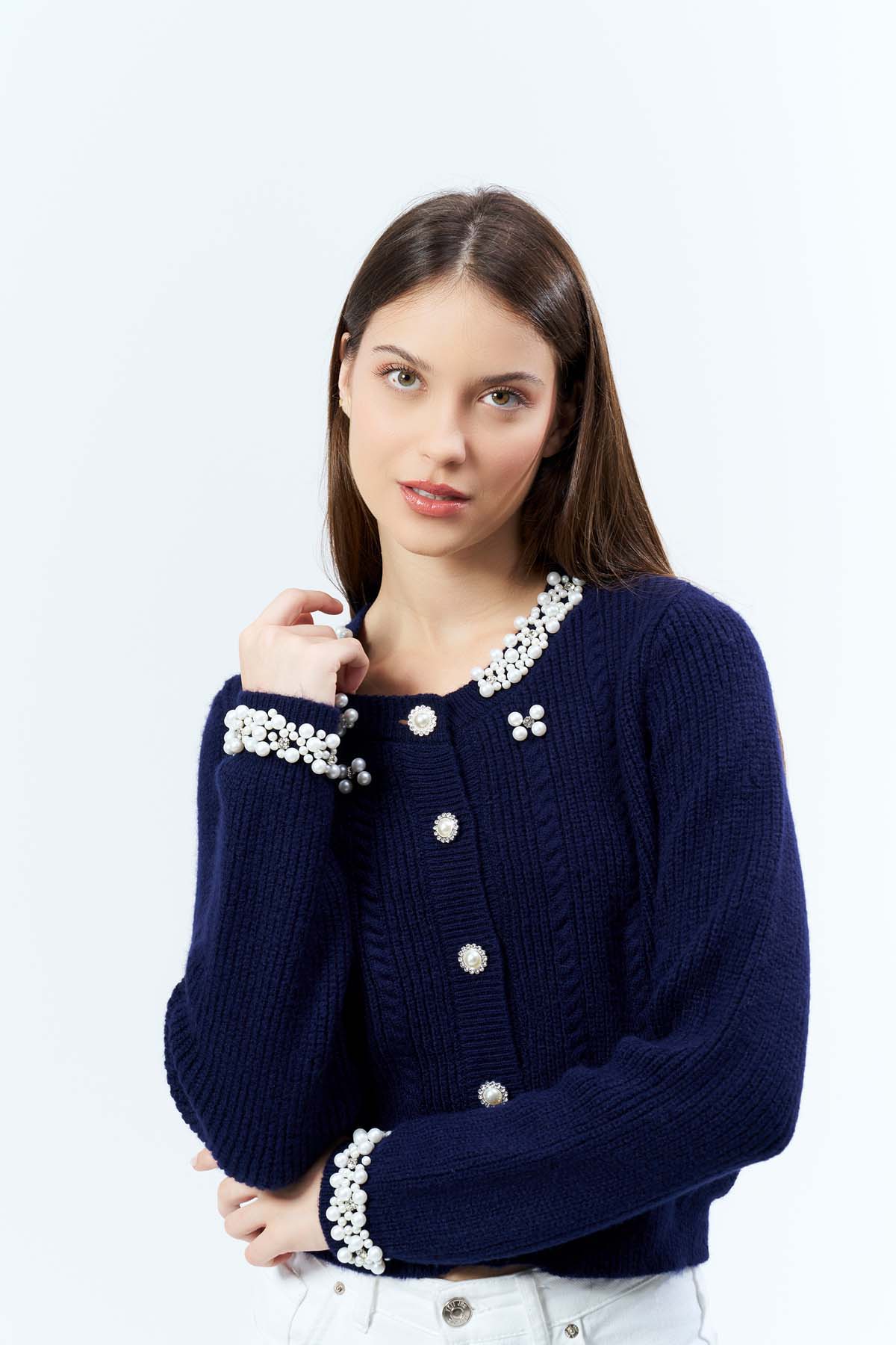 Şardonlu İncili Kısa Ceket