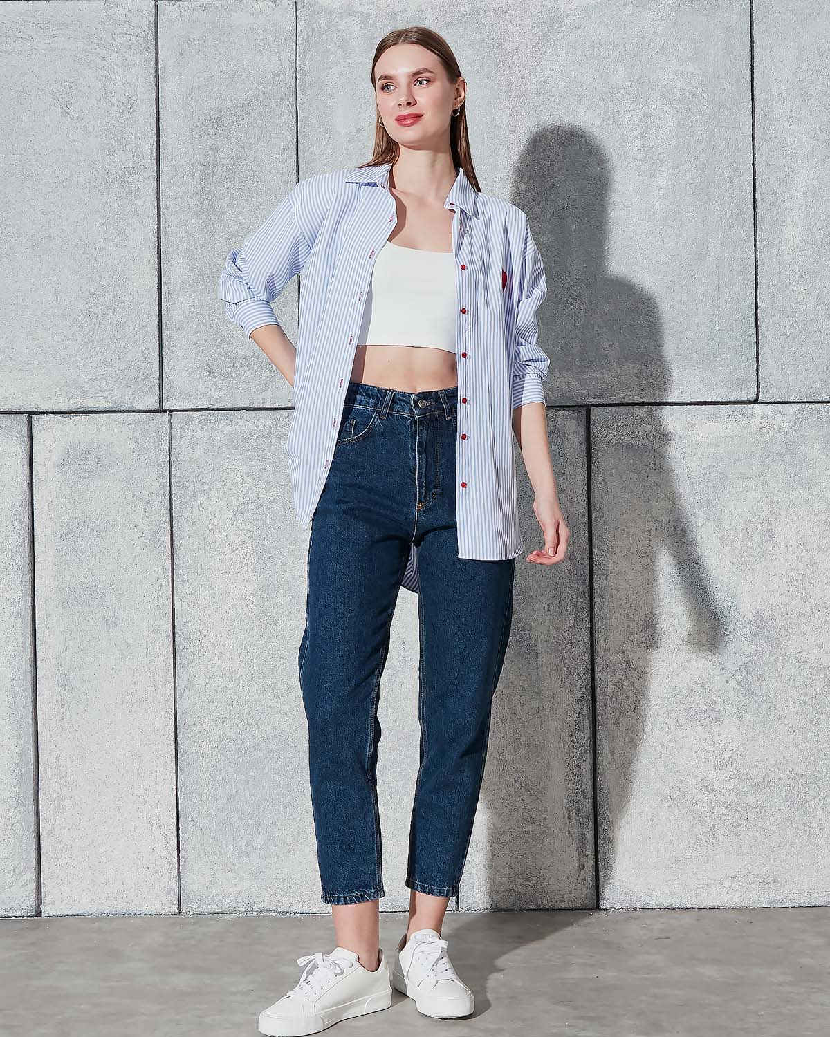 KALPLİ ÇİZGİLİ GÖMLEK