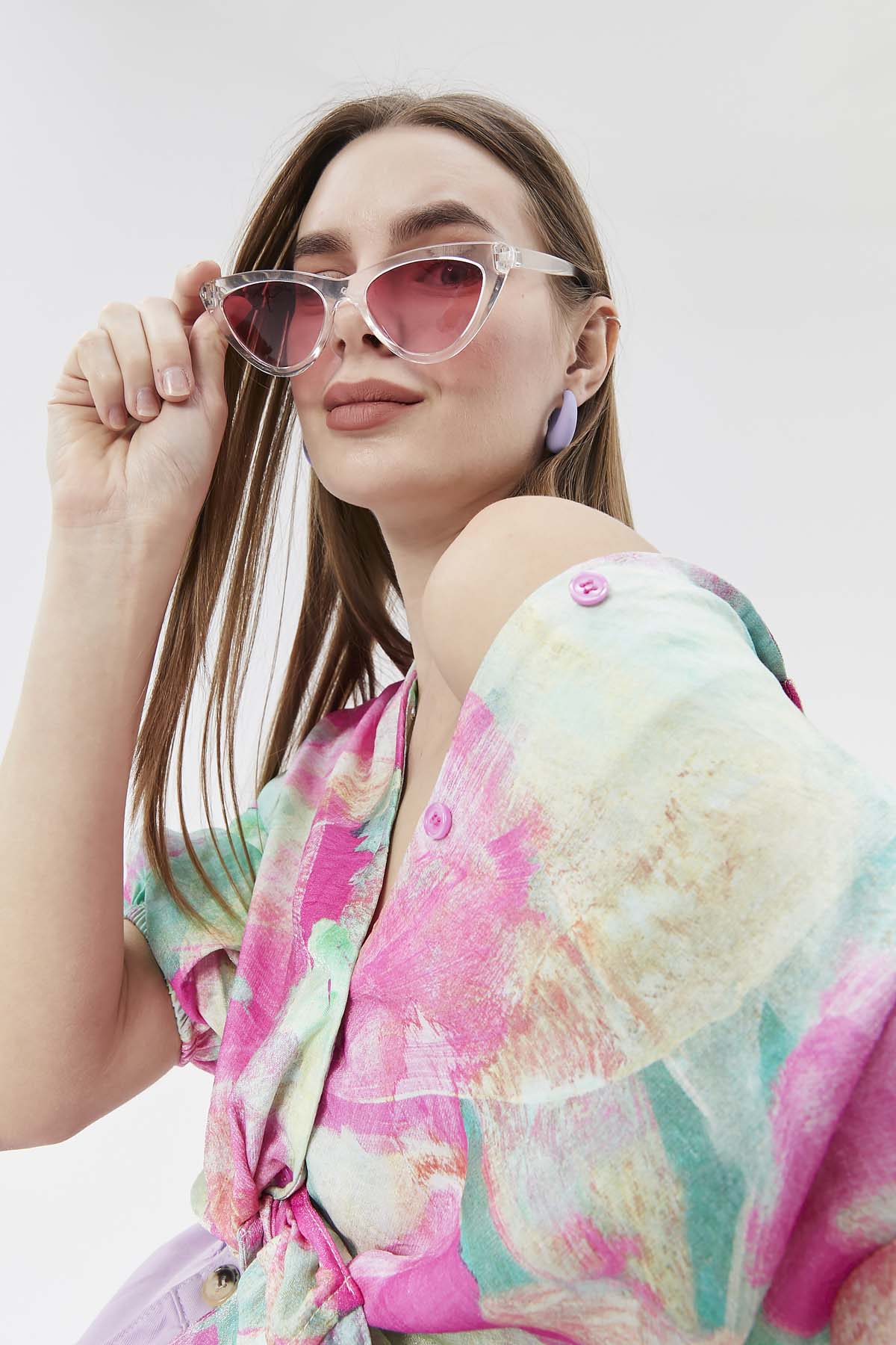 Fırça Desenli Floş Bluz