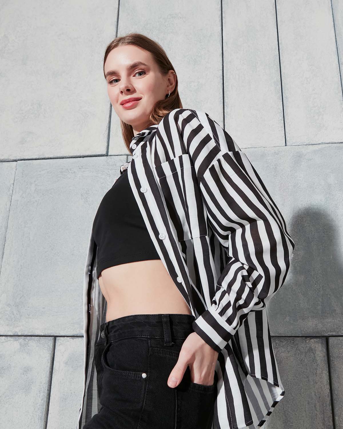 Çizgili Keten Gömlek