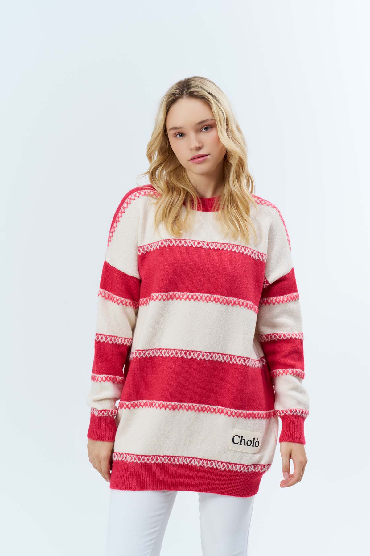 Şardonlu Çizgili Tunik