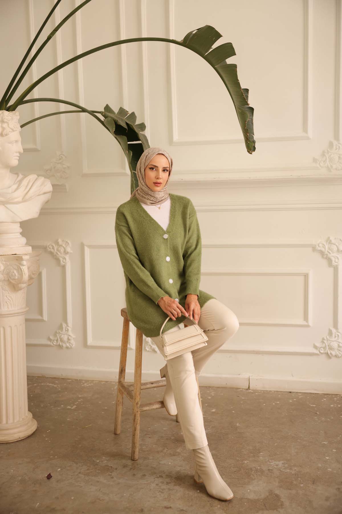 Şardonlu Düz Düğmeli Ceket