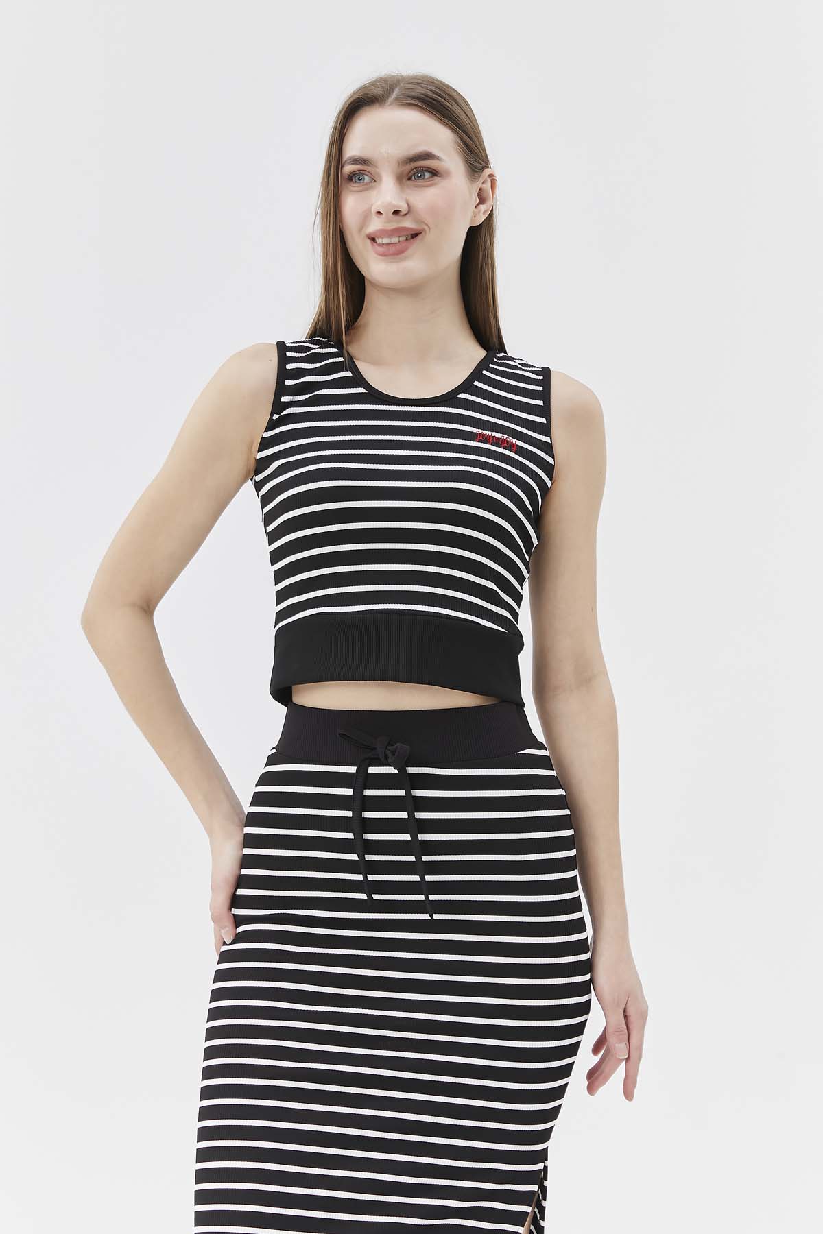 Çizgili  Örme Etek