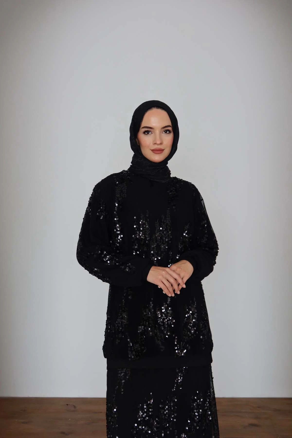 Pullu Tüllü  Uzun Tunik