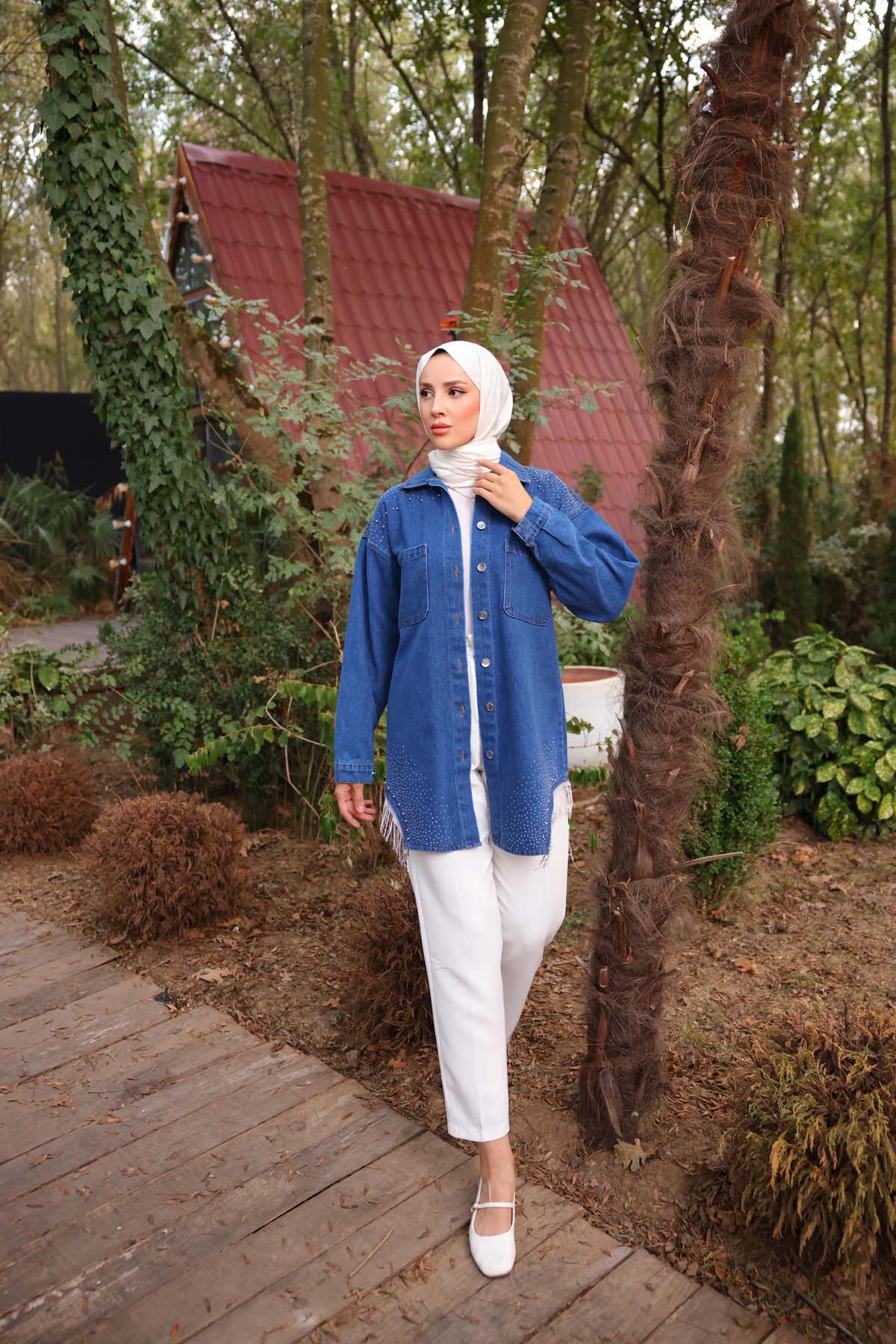 Kot Göğüs Cepli Etek Toru Püsküllü Hırka