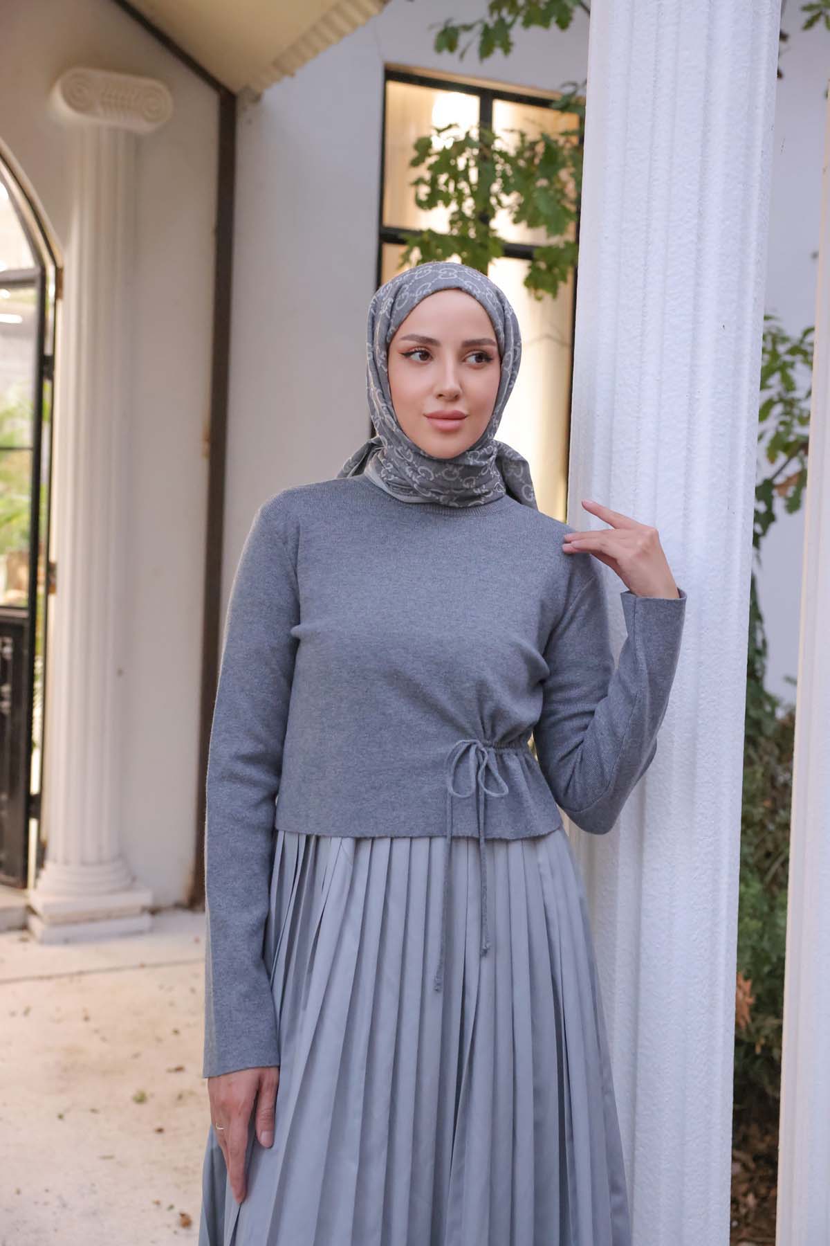 Korspan Kısa Kazak & Pileli Elbise