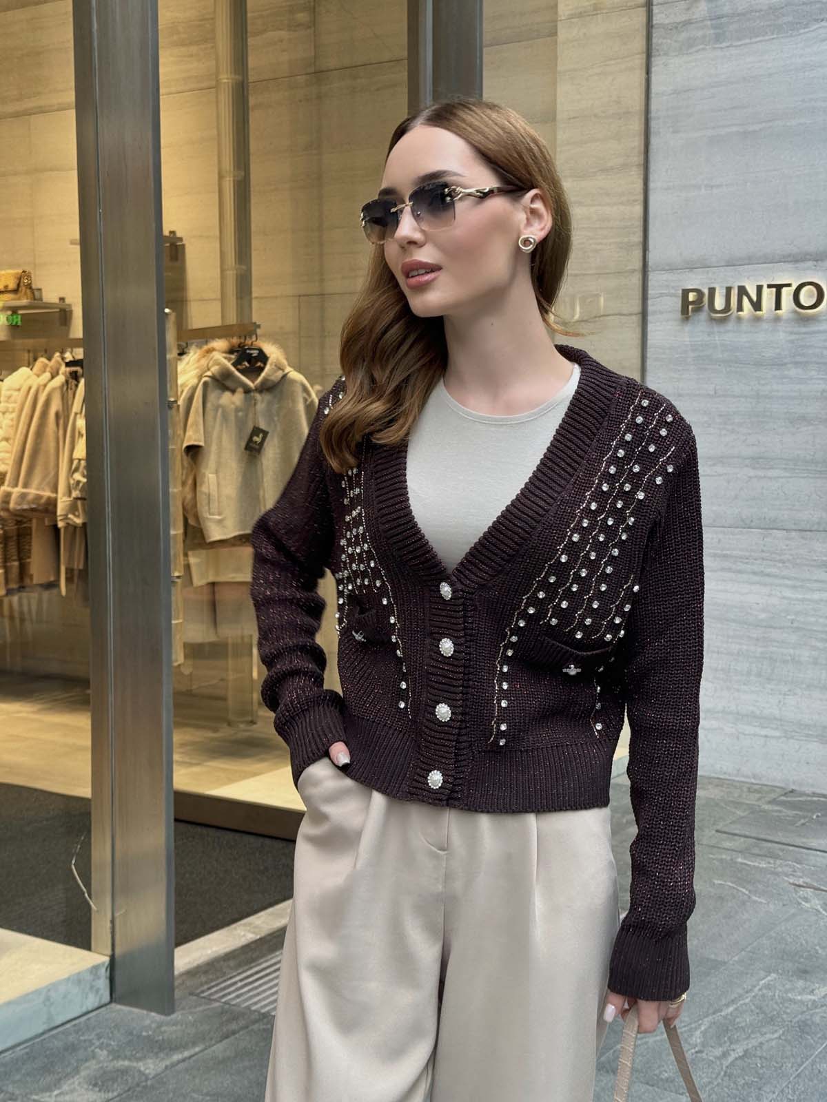 Kotonit Simli İncili Kısa Ceket