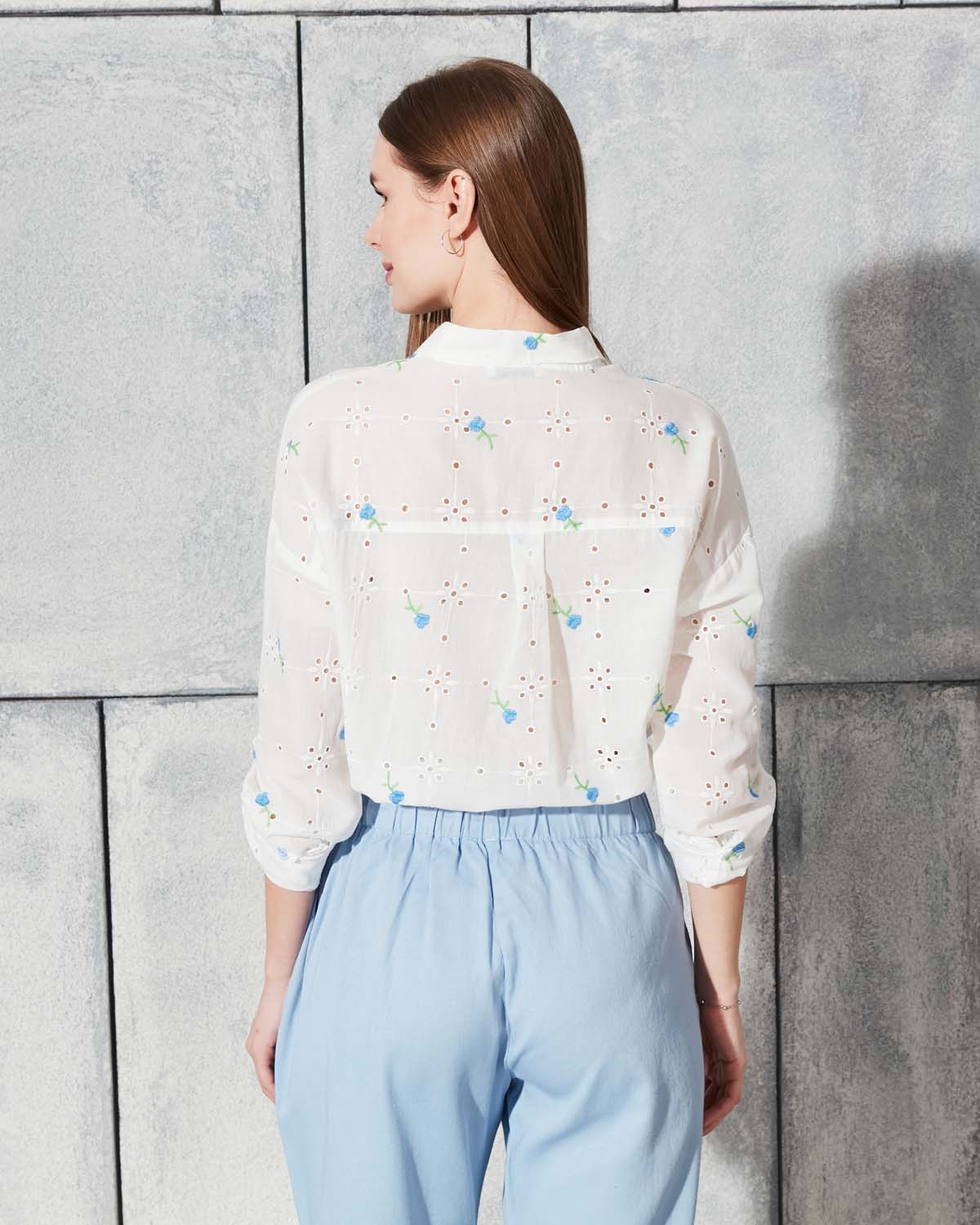 Çiçekli Pamuk Gömlek