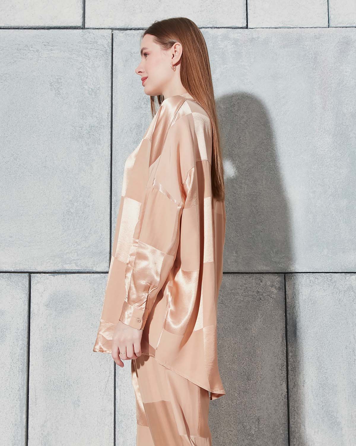 Kare Koyu Bej Jakar Saten Takım