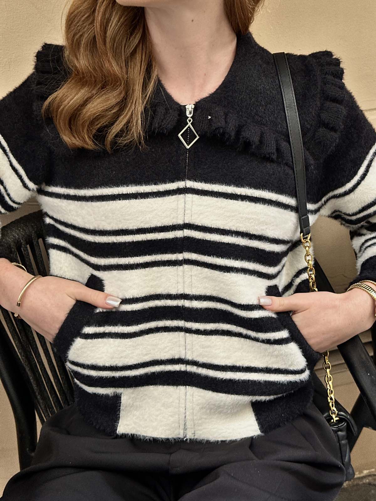 Angora Fermuarlı Bebe Yaka Hırka