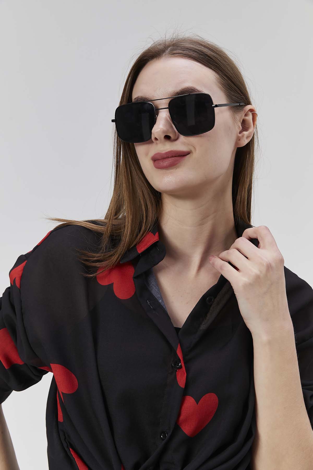 Karışık  Kalp Desenli Gömlek