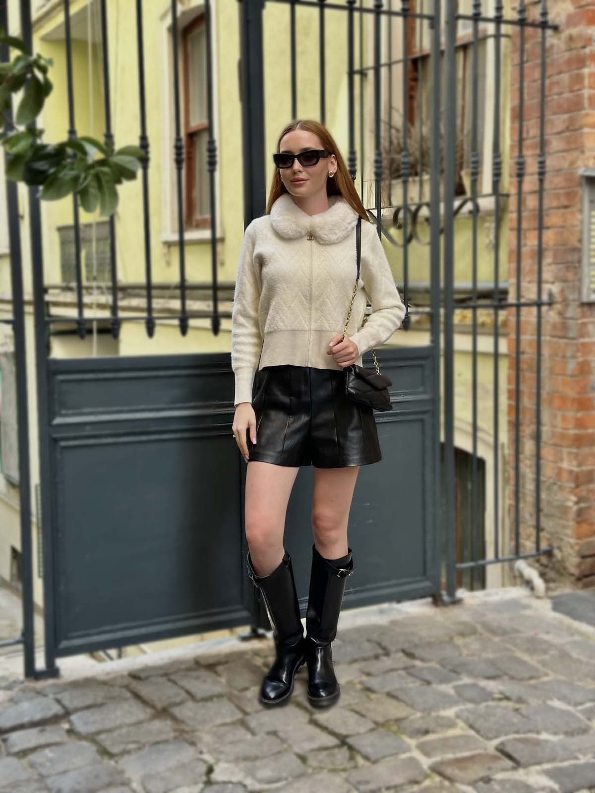 Angora Yakası Kürklü Hırka