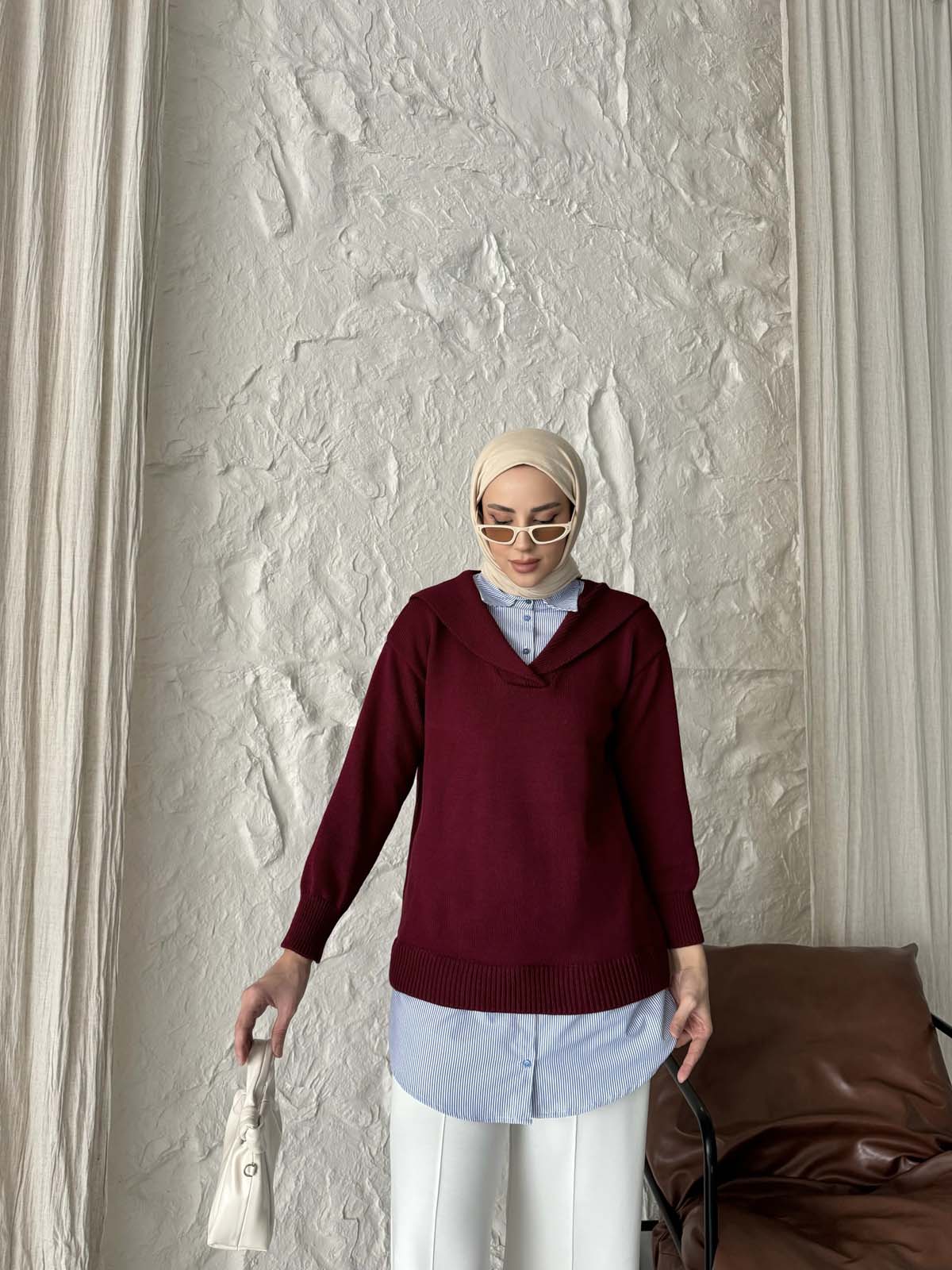 Cotonit Gömlek Yaka Poplin Garnili Tunik