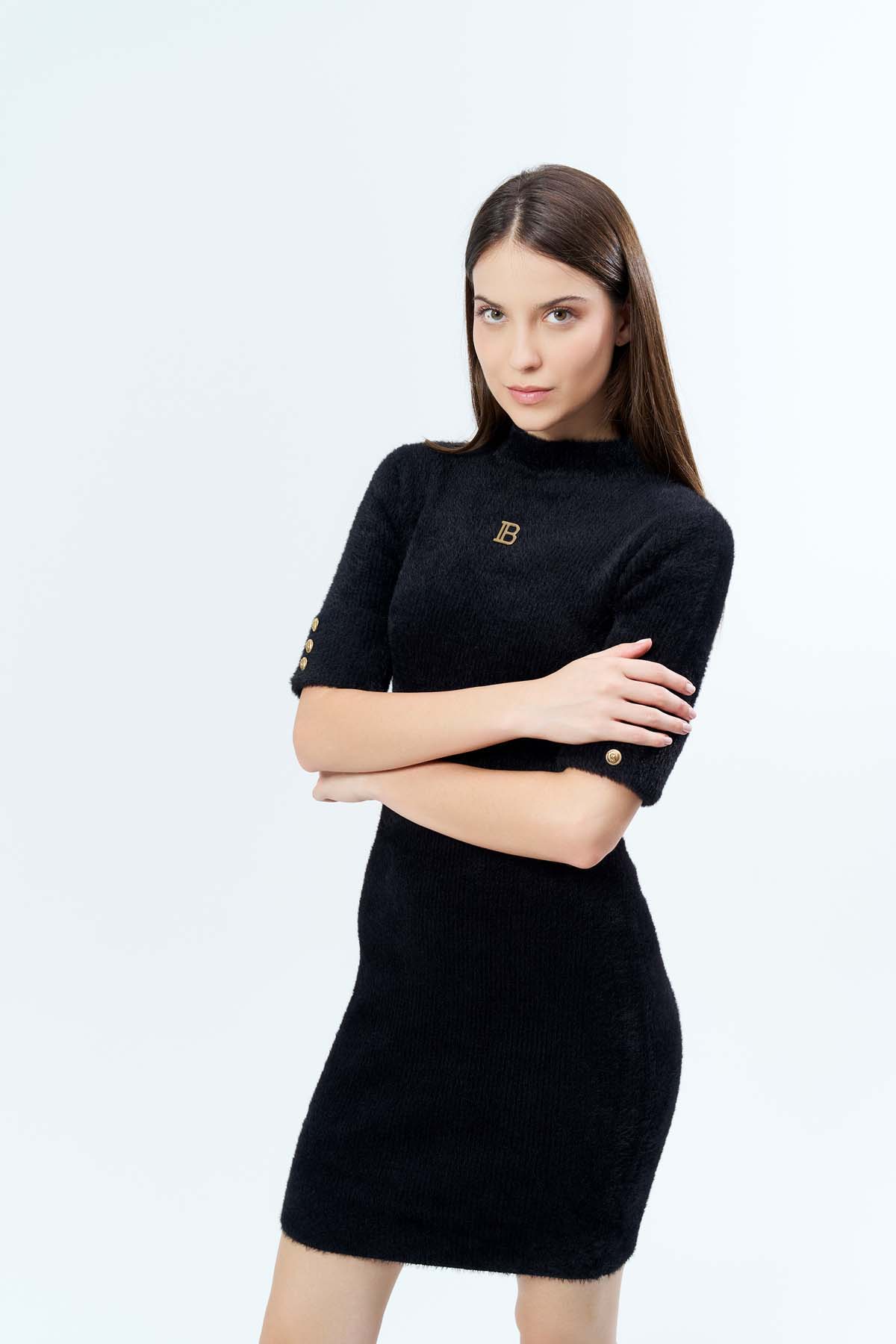 Angora Kısa Kollu Elbise