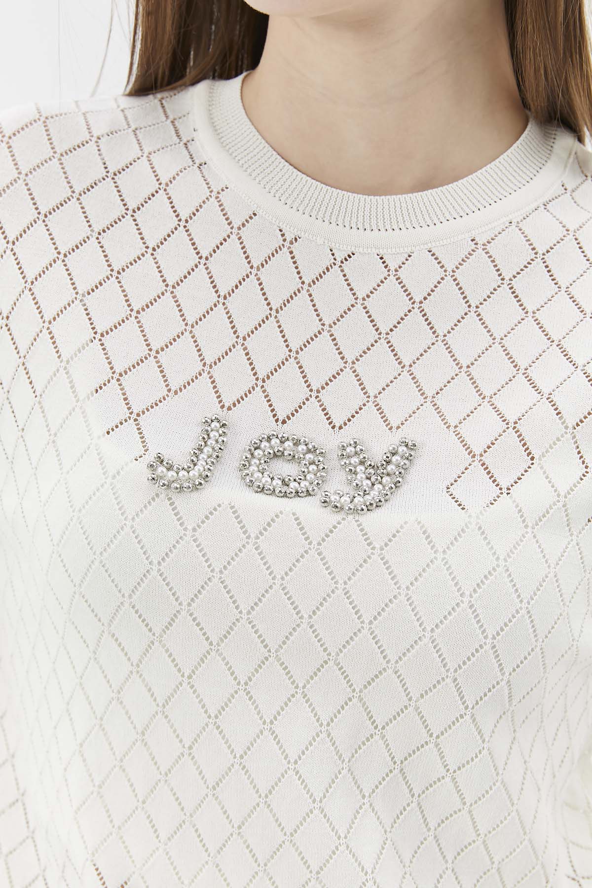 Kısa Kollu İncili Joy Yazılı Kısa Kazak