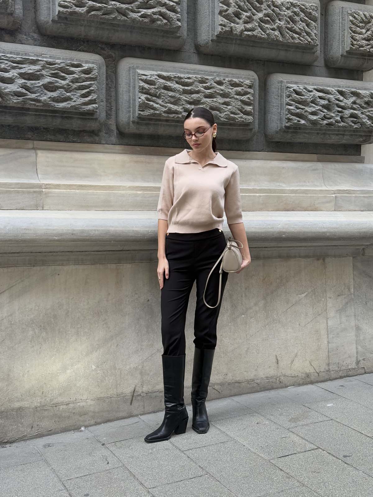 Kısa Kollu Gömlek Yaka Kazak