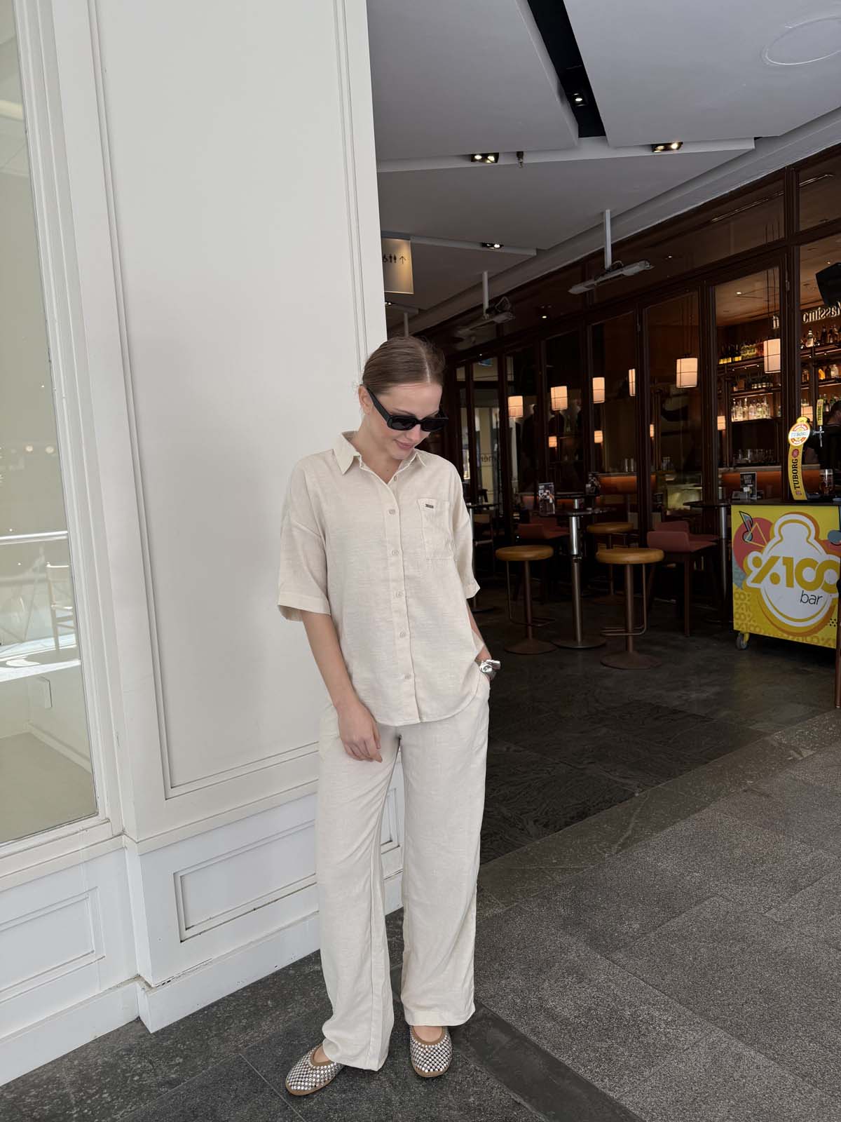 Keten Kısa Kollu Gömlek