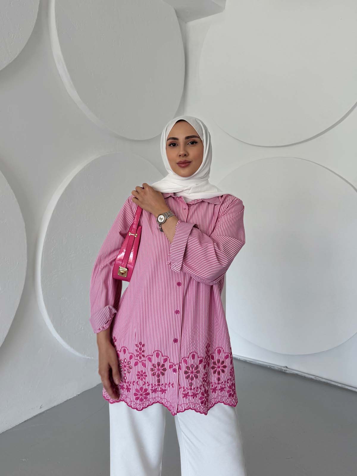 Çizgili Gofre  Gömlek