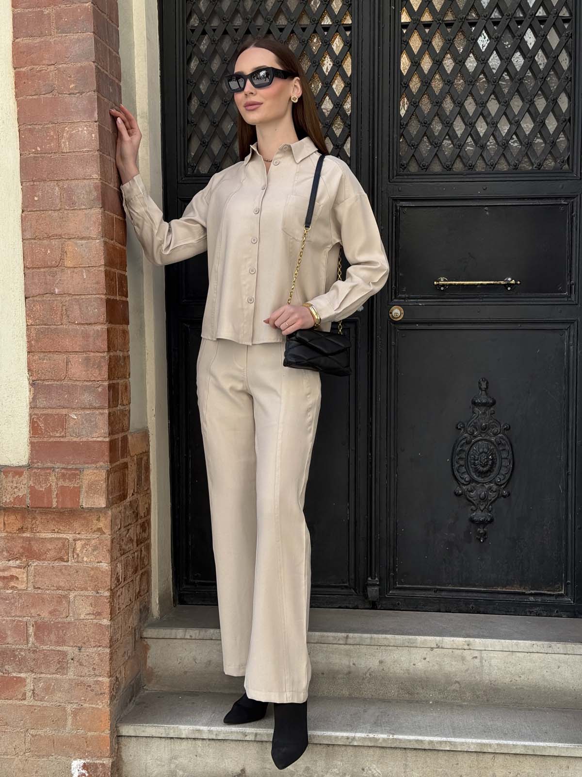 Tensel Düğmeli Gömlek